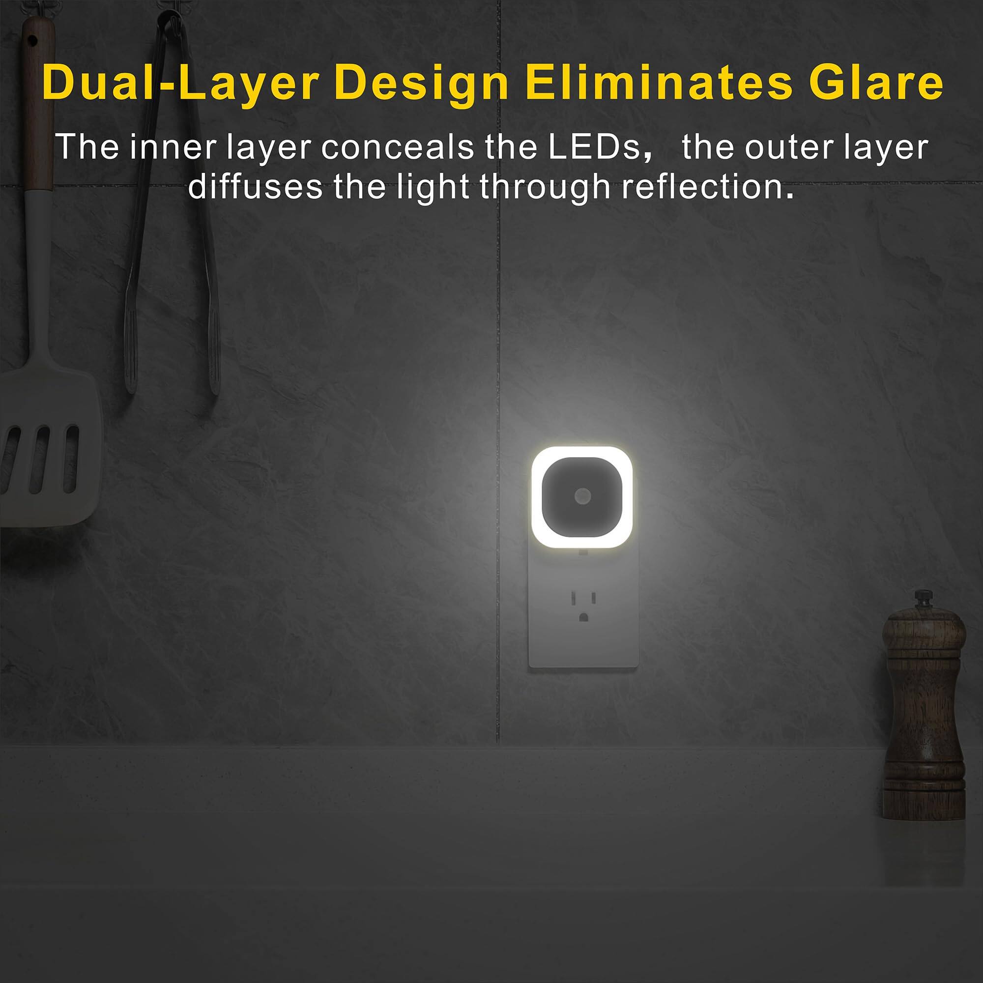Dual-Layer Design Eliminates Glare  
The inner layer conceals the LEDs, the outer layer diffuses the light through reflection.