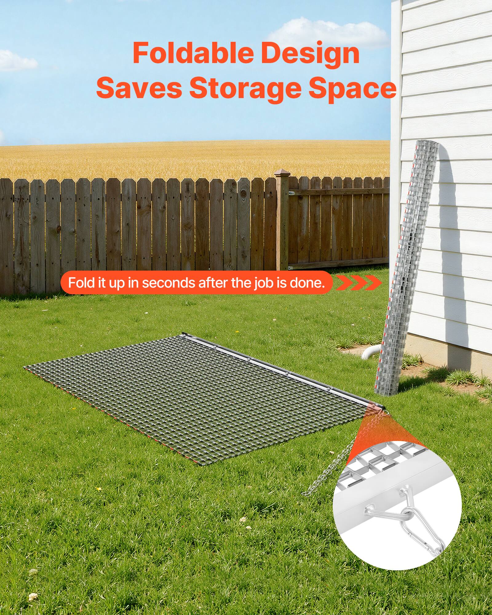 Foldable Design Saves Storage Space  
Fold it up in seconds after the job is done.