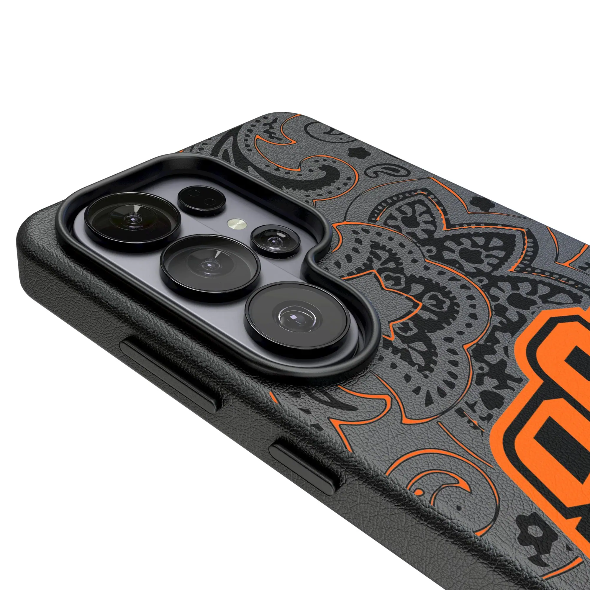 Alt View 2. Keyscaper - Oklahoma State Cowboys Paisley Galaxy Magnetic Bump Case - S24 Ultra - Black.