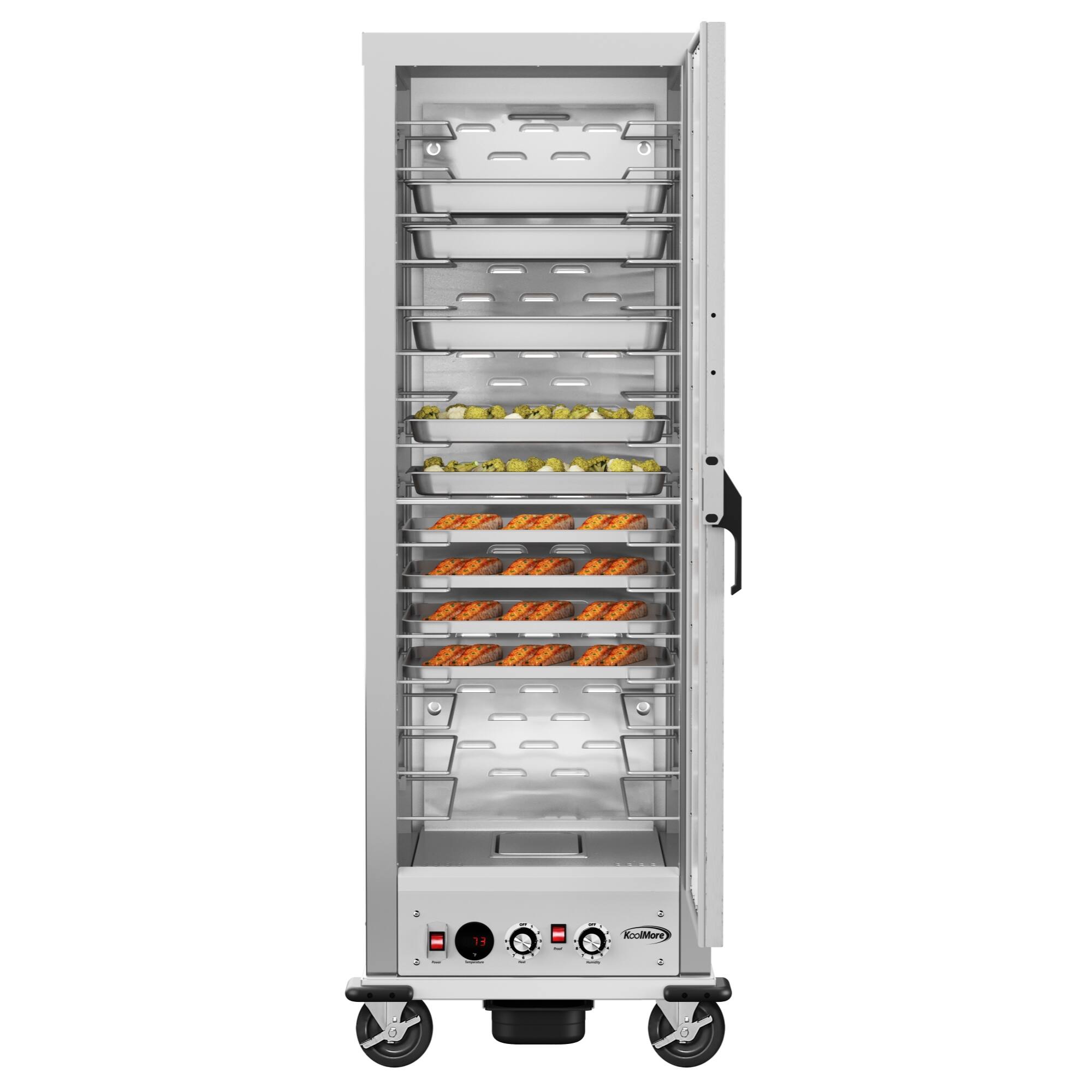 Angle. Koolmore - 33 in. Commercial Insulated Heated Holding/Proofing Cabinet with Wire Racks and Solid Door in Silver (KM-CHP36-WISS) - Silver.