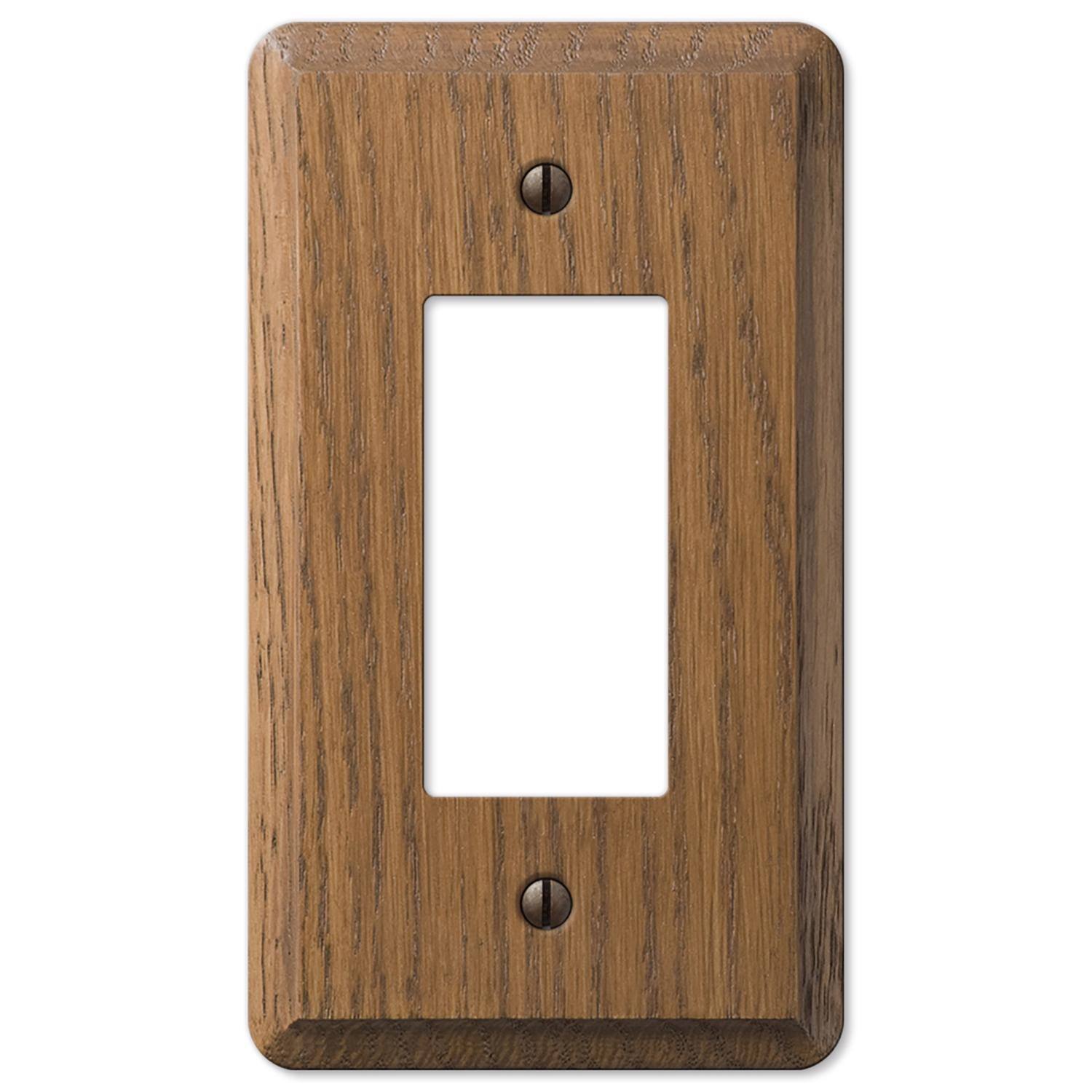 Angle. AMERELLE - Amerelle Contemporary Brown 1 gang Oak Wood Decorator Wall Plate 1 pk - Brown.