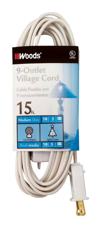 Woods 9-Outlet Village Cord
Cable Pueblo con 9 tomacorrientes
15 ft. / 4.5 m
Medium Duty
Fan/Ventilador
Lights/Luces
Nivel medio
18 5 00
GALCA ALP UL LISTED