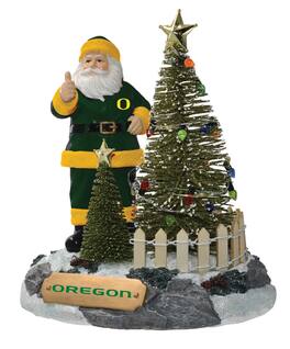 The Memory Company - Oregon Ducks Santa Figurine with LED Tree - Multicolor