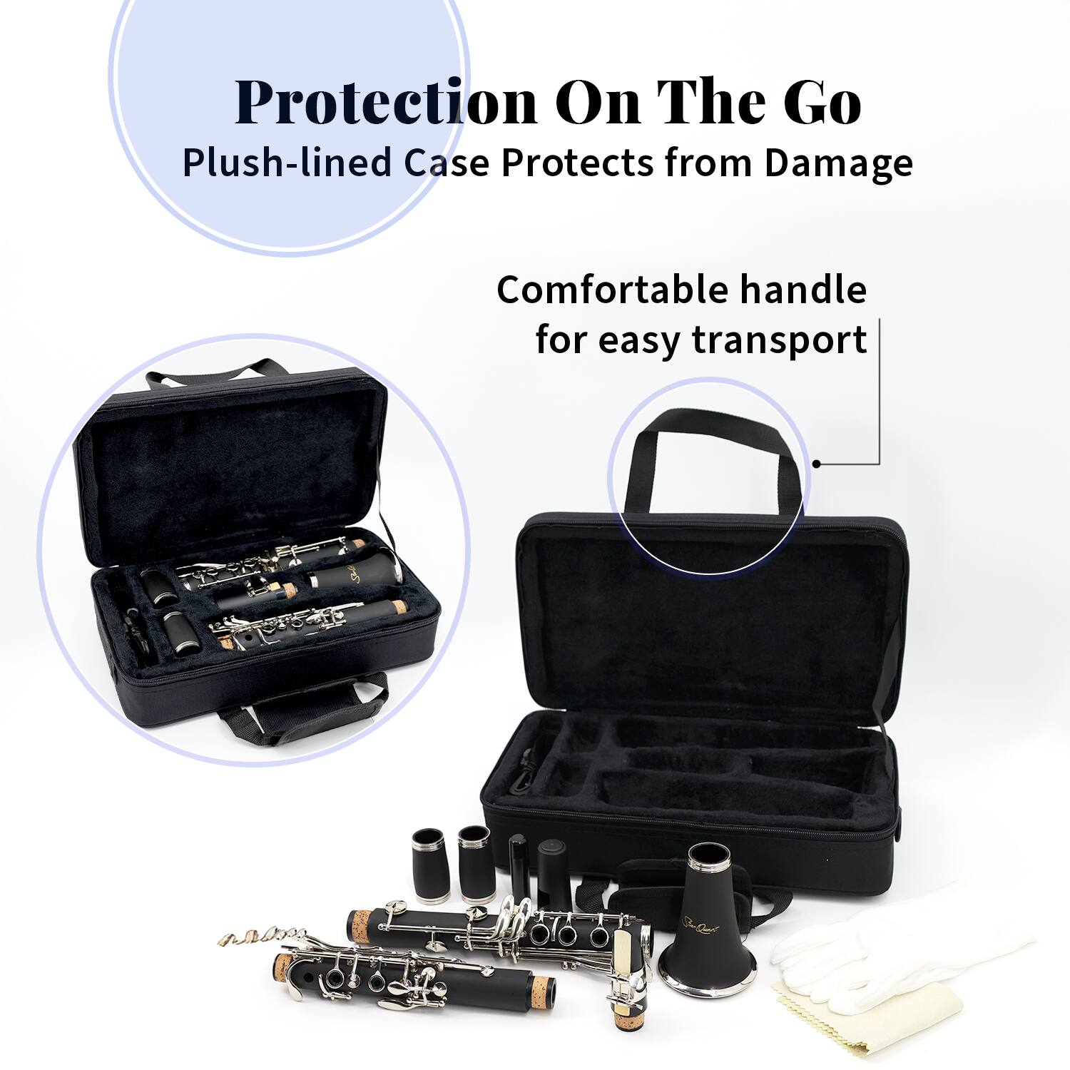Protection On The Go  
Plush-lined Case Protects from Damage  
Comfortable handle for easy transport
