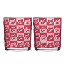 Logo Brands - Washington Nationals Two-Pack 12oz. Gridiron Stained Rocks Glass Set - Multicolor