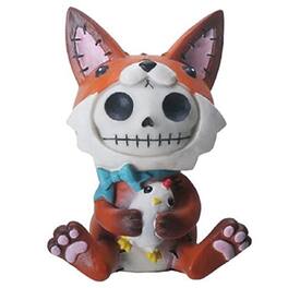 Pacific Trading - Furrybones Fen Skeleton in Fox Costume with Chicken Figurine Halloween Decor - Orange