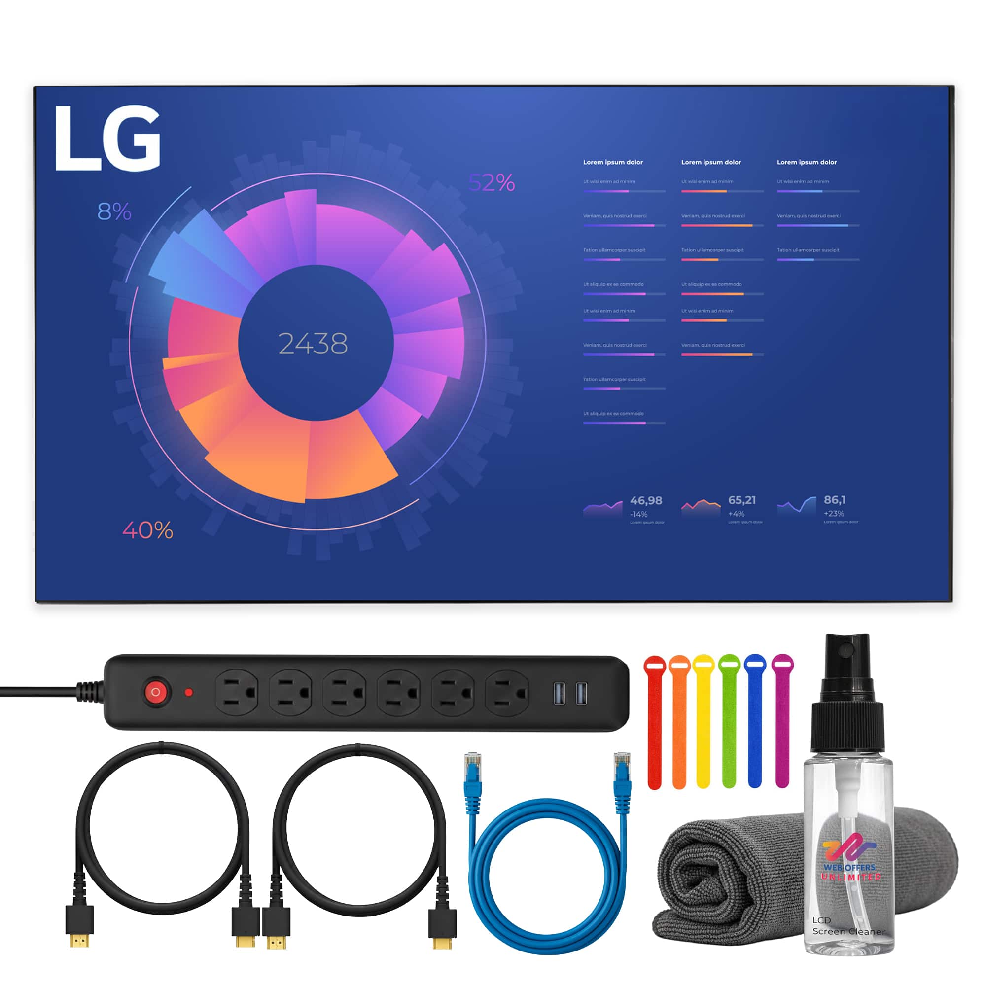LG - VM5J-H 55" Full HD Video Wall Monitor + 2x HDMI + Cable Ties + More