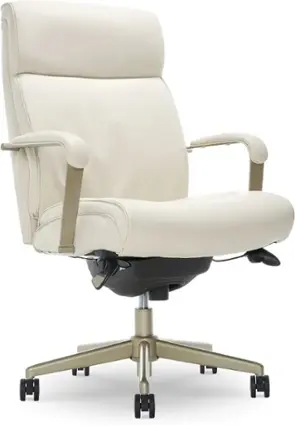 La-Z-Boy - Modern Melrose Executive Office Chair with Brass Finish - Ivory