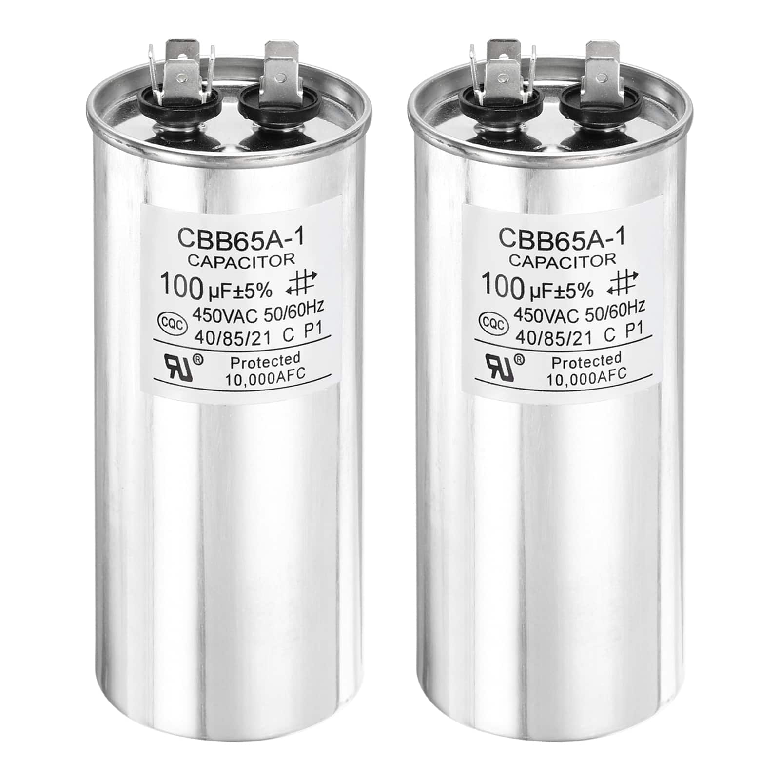 Unique Bargains - 2pcs CBB65 Capacitor 100uF 450V Run Round for AC Motor Start HVAC Compressor Generator Air Condenser - Silver price history on PriceWatchPro