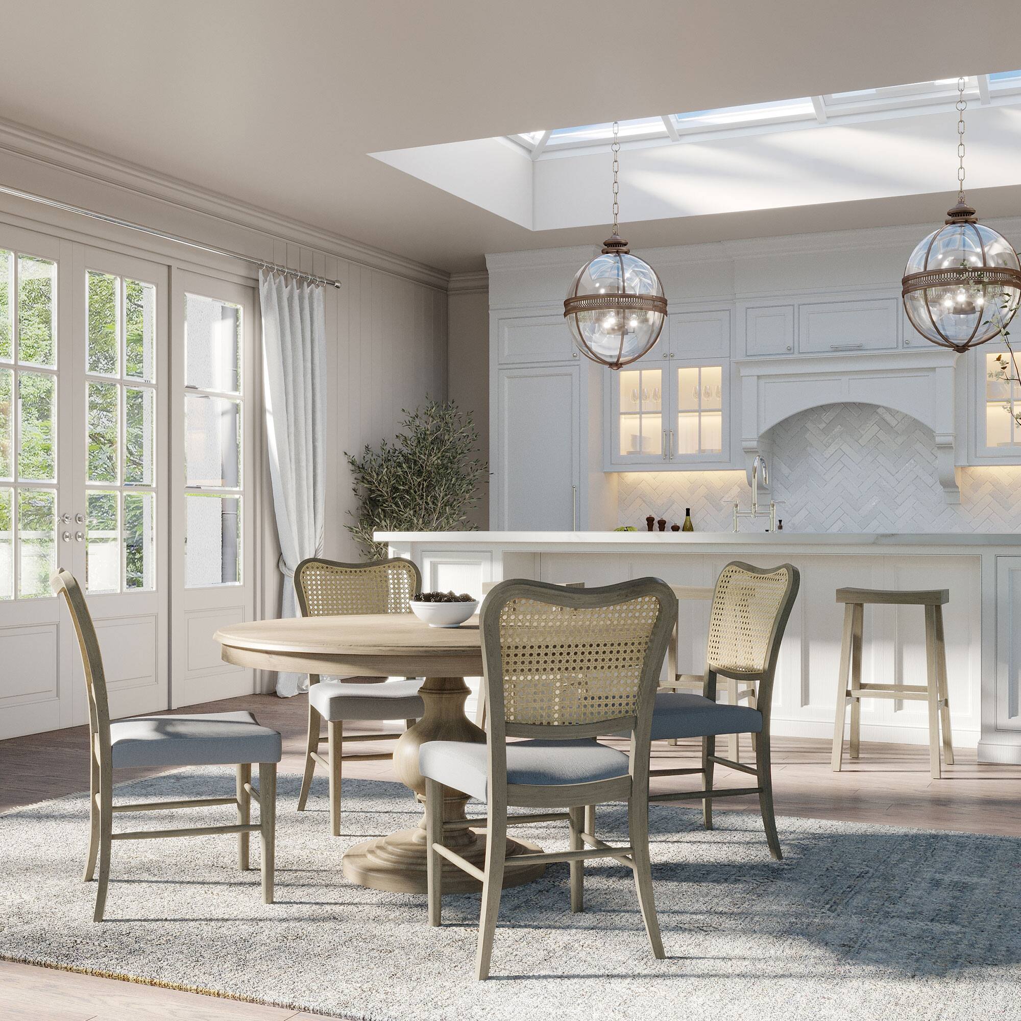 Alt View 1. Maven Lane - Maven Lane Zola Traditional Round Wooden Dining Table in Antiqued Grey Finish - Antiqued Grey.