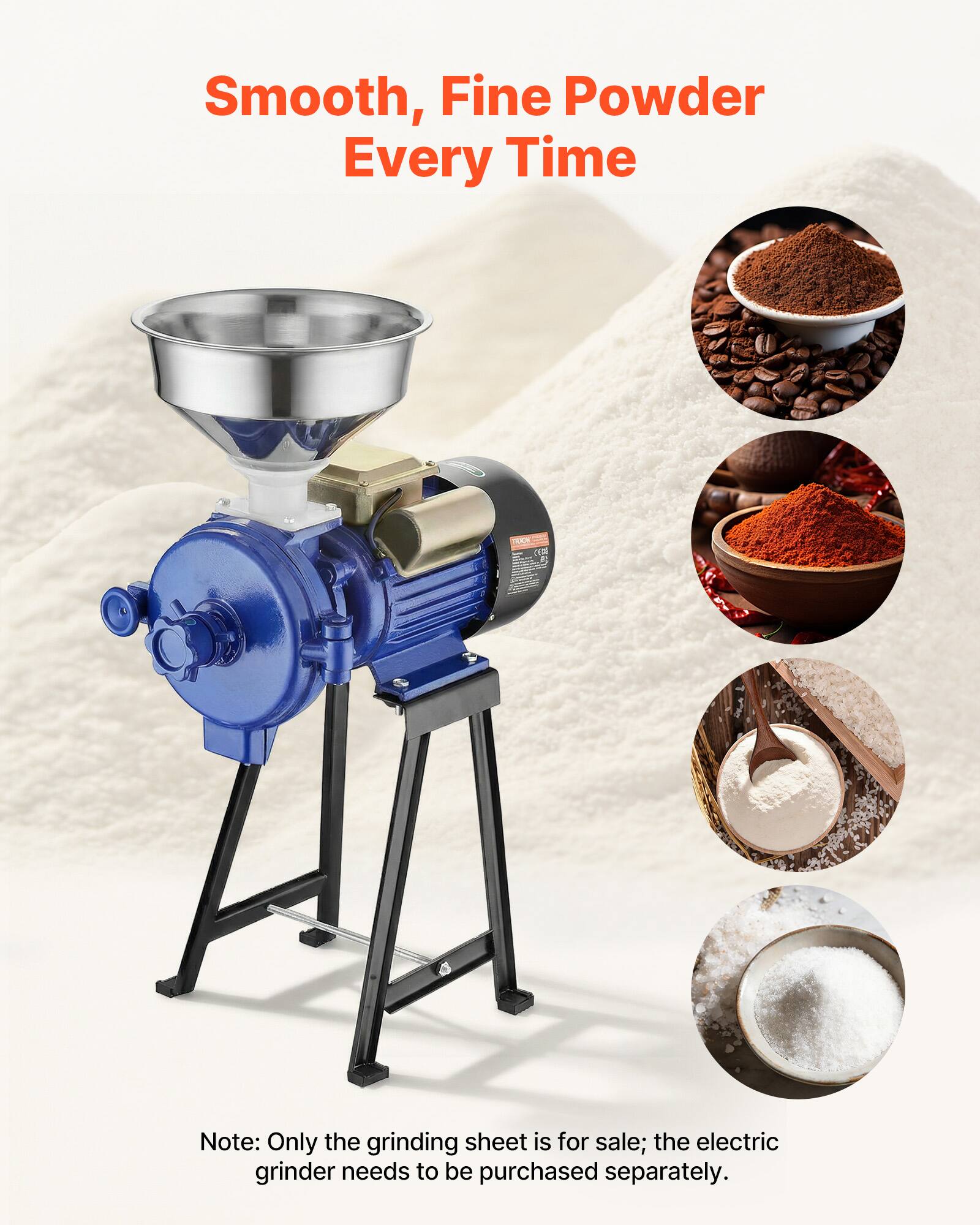 Smooth, Fine Powder Every Time

Note: Only the grinding sheet is for sale; the electric grinder needs to be purchased separately.