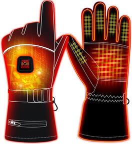 Cozy Serene - Electric Heated Gloves for Men Women,Rechargeable Battery Powered Gloves,Waterproof Touchscreen - 7.4V L size