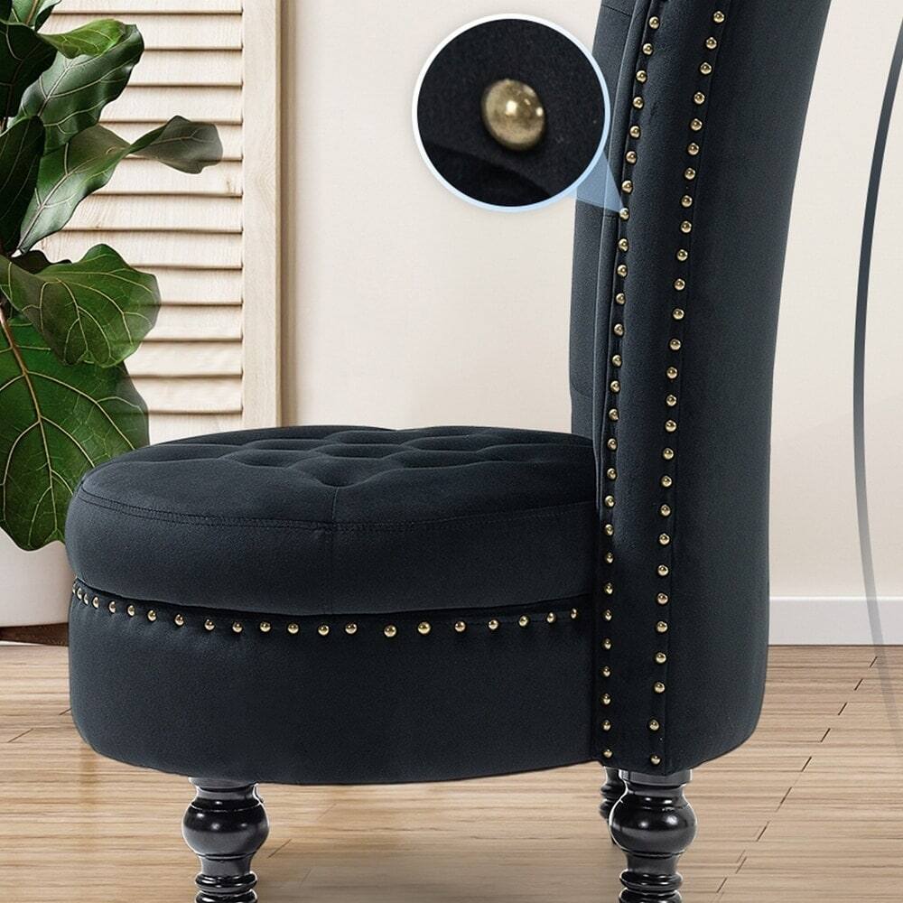 Alt View 1. U-HOMY - Velvet High-Back Storage Chair – Armless Accent, 330 lbs, Perfect for Living Room or Bedroom - Black.