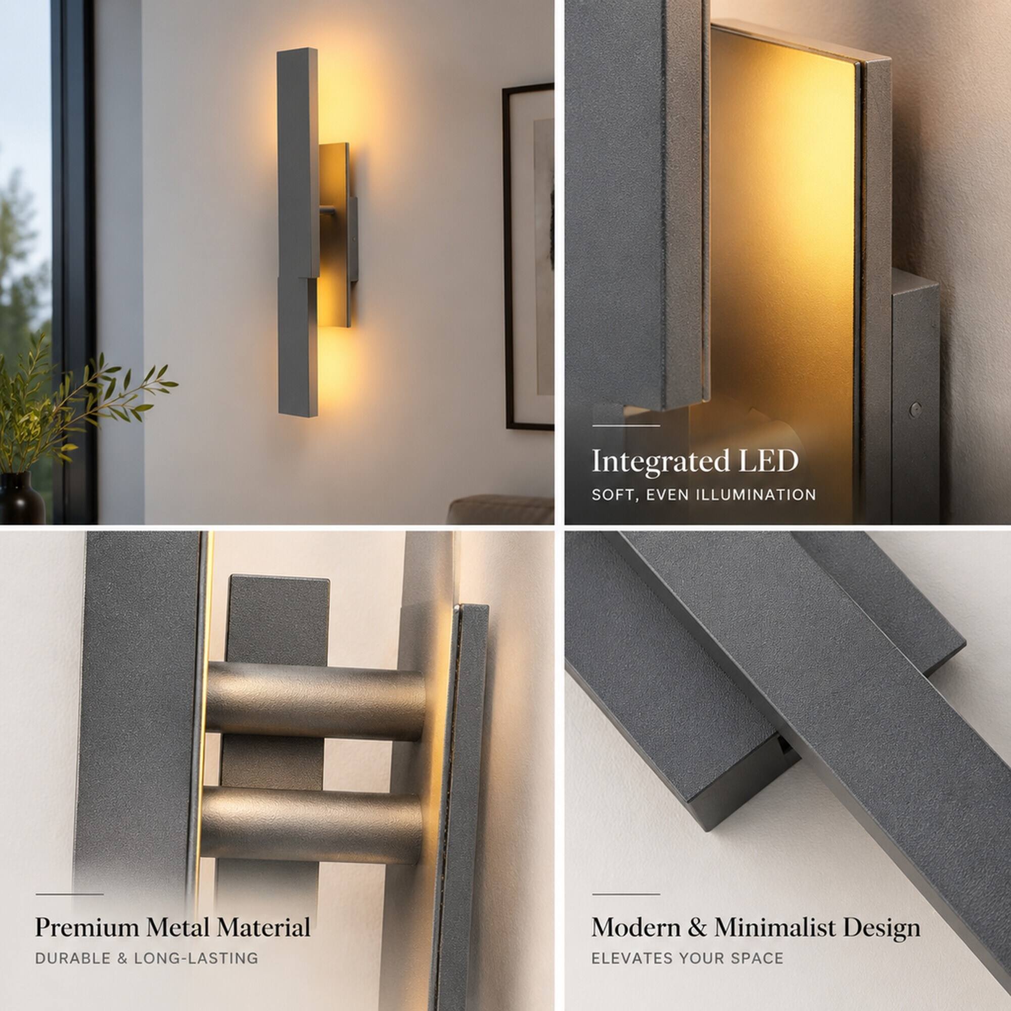 RYHNUYNE 21 In Dimmable LED Outdoor Wall Light, Waterproof Modern ...