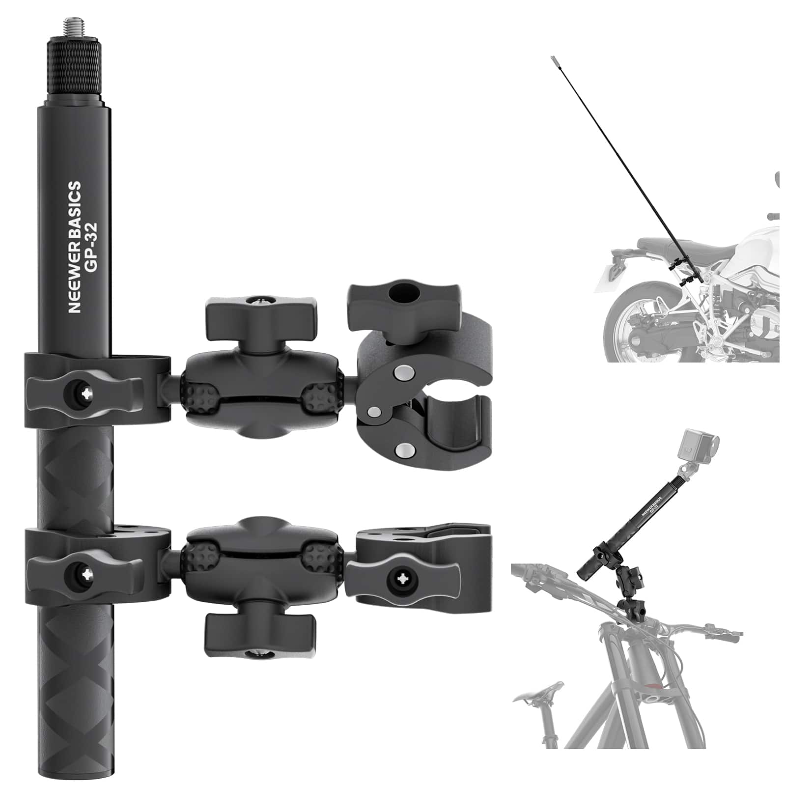 Neewer - Motorcycle/Bike Mount Kit with Invisible Selfie Stick for Action Cams
