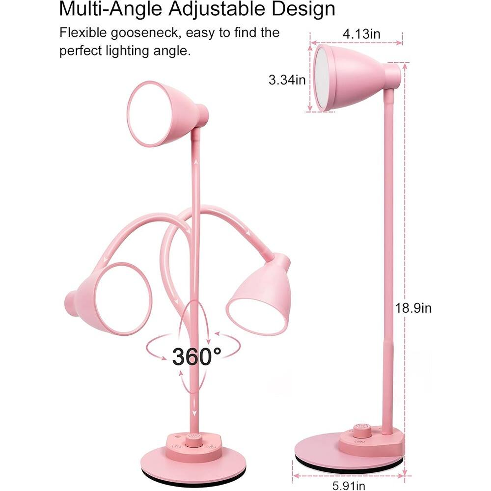 Front. RTMB - Pink Desk Lamp – Adjustable LED, Rechargeable Touch Control.