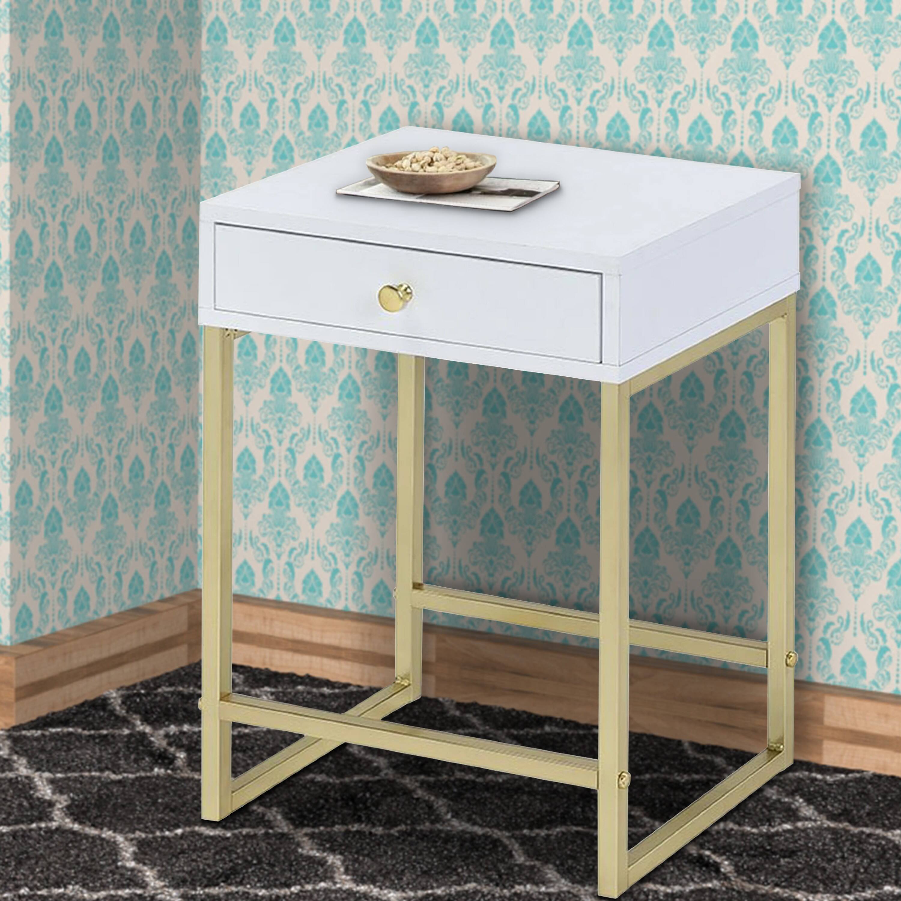 Alt View 5. Manhattan Lane - Astonishing Side Table - White&Gold.