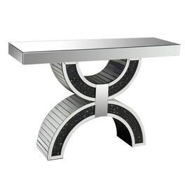 Manhattan Lane - Wood and Mirror Console Table with Geometric Style Base, Clear and Black - Black and Clear