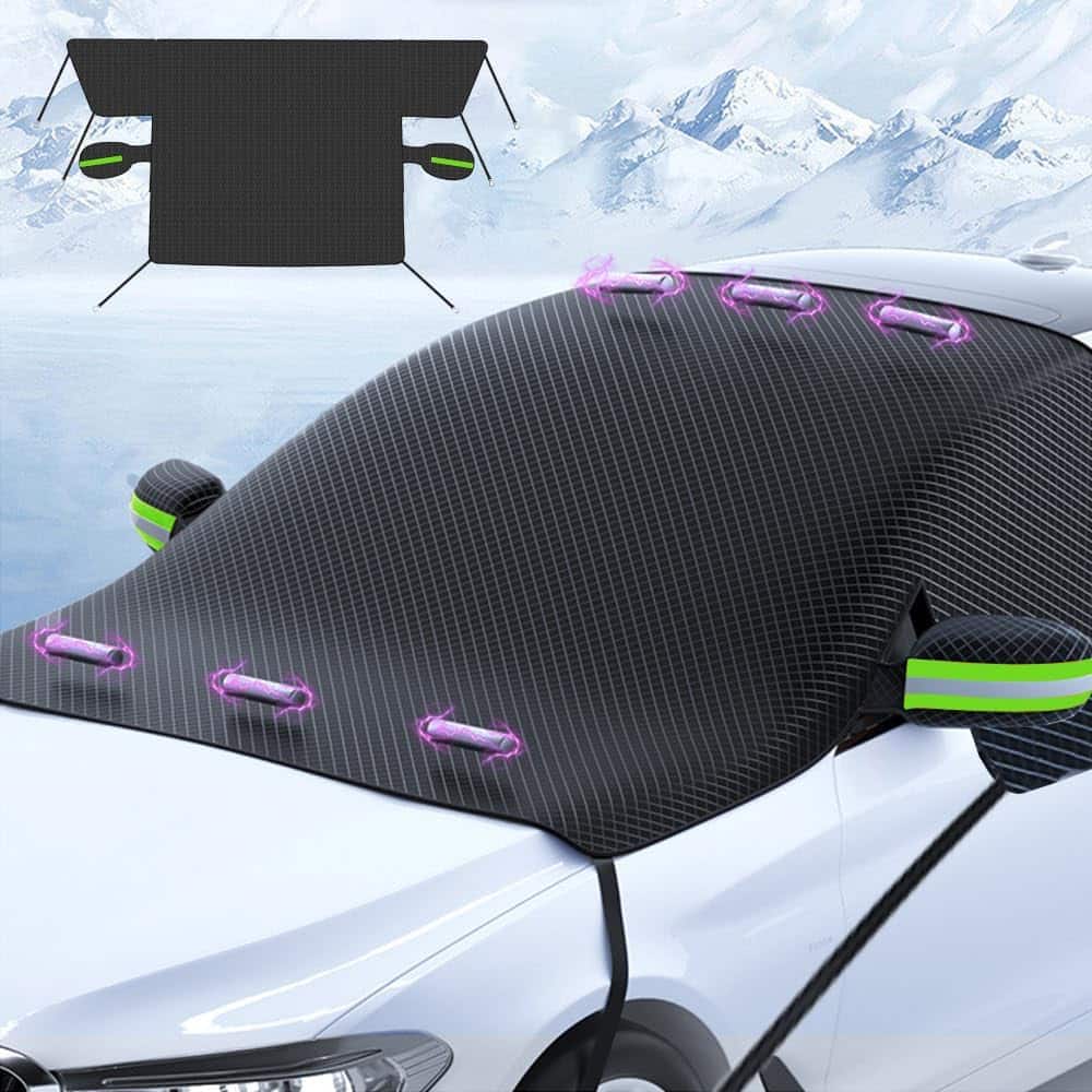 Front. Acteck - Universal Heavy-Duty Windshield Cover for Cars & SUVs, Magnetic Snow & Ice Protector with Side Panels - Black.