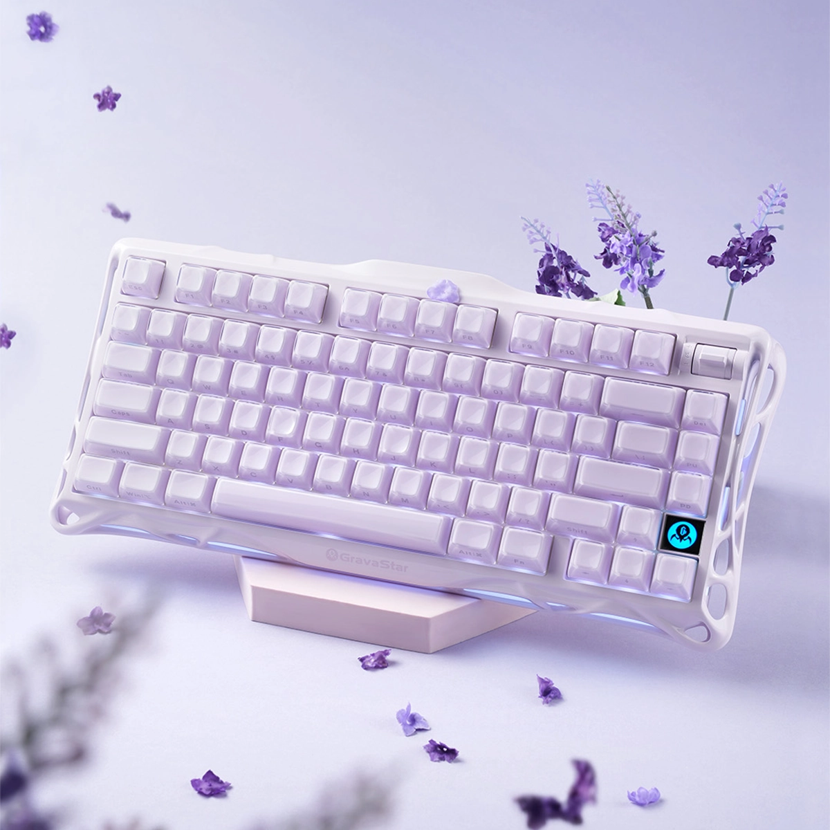Alt View 8. GravaStar - GravaStar Mercury K1 Special Edition 75% Wireless Mechanical Gaming Keyboard with Hot-Swappable Switches Lavender Purple - Lavender Purple.