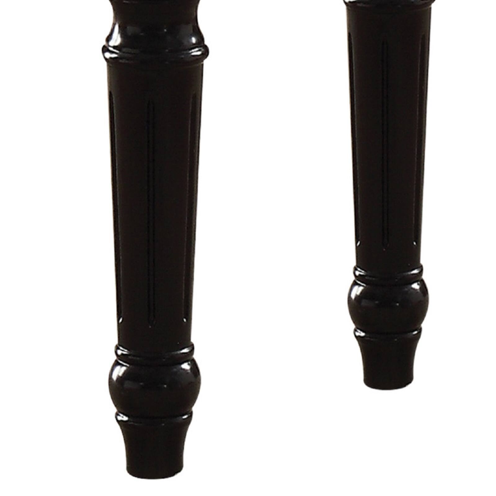 Alt View 3. Manhattan Lane - Marble Top End Table With Contrast Carved Motif Turned Wood Legs - Black.