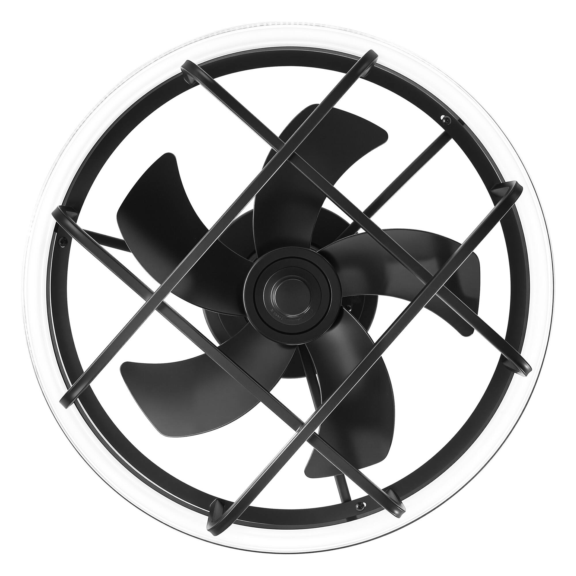 Alt View 10. Breezary - 20-Inch Caged Flush Mount Ceiling Fan with Acrylic Shade, Dimmable RGB LED, 6-Speed Remote, Timer, DC Motor - 20-Inch Black Caged Ceiling Fan.