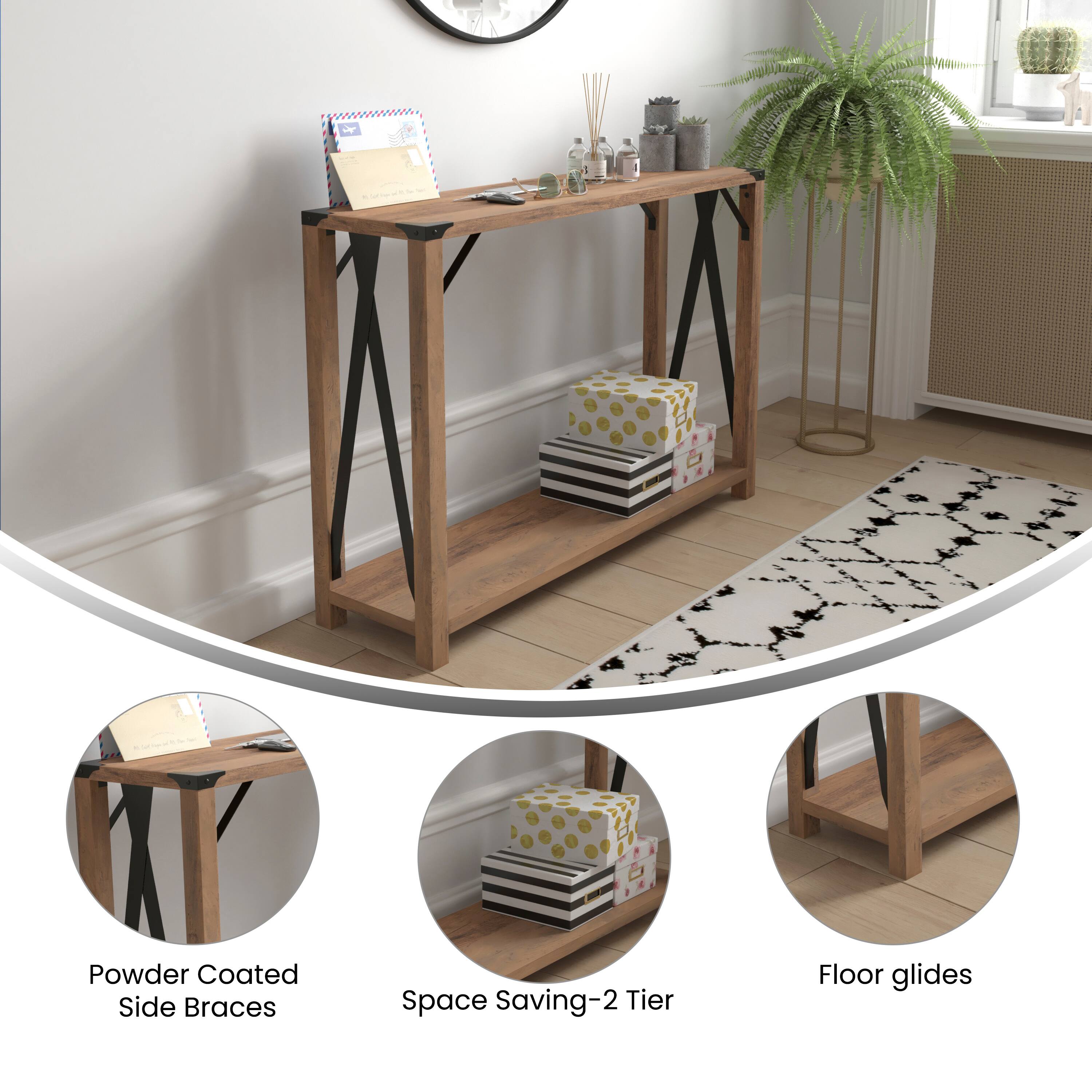 Powder Coated Side Braces  
Space Saving-2 Tier  
Floor glides