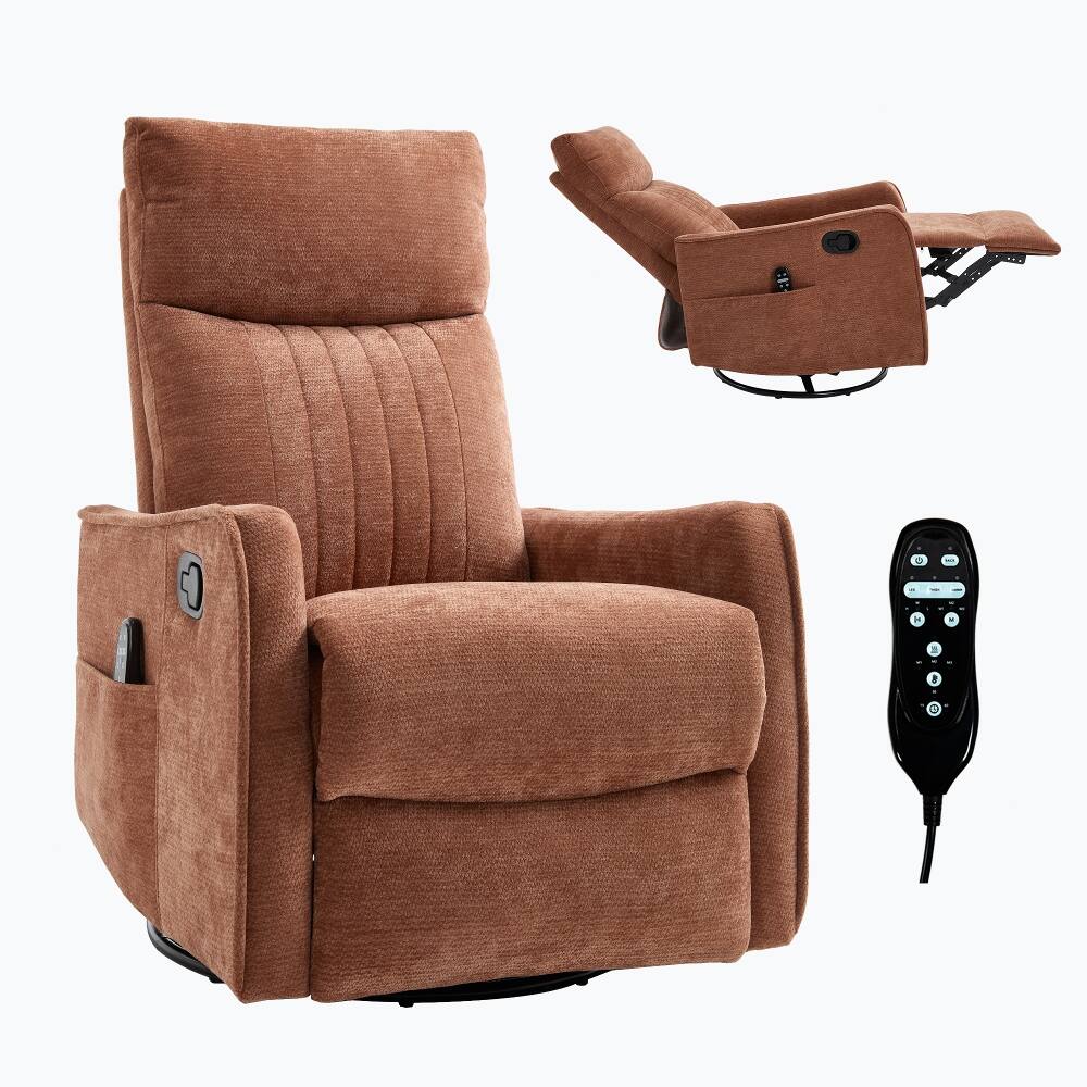 Alt View 10. Ropilly - Ropilly Orange Massage Recliner Chair Swivel Rocker with Lumbar Heat - Orange.