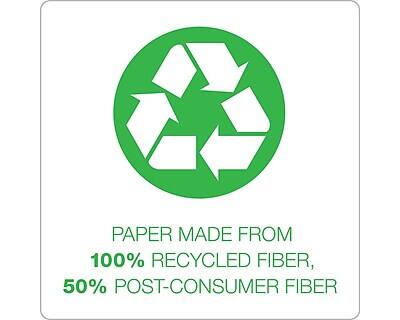 PAPER MADE FROM  
100% RECYCLED FIBER,  
50% POST-CONSUMER FIBER