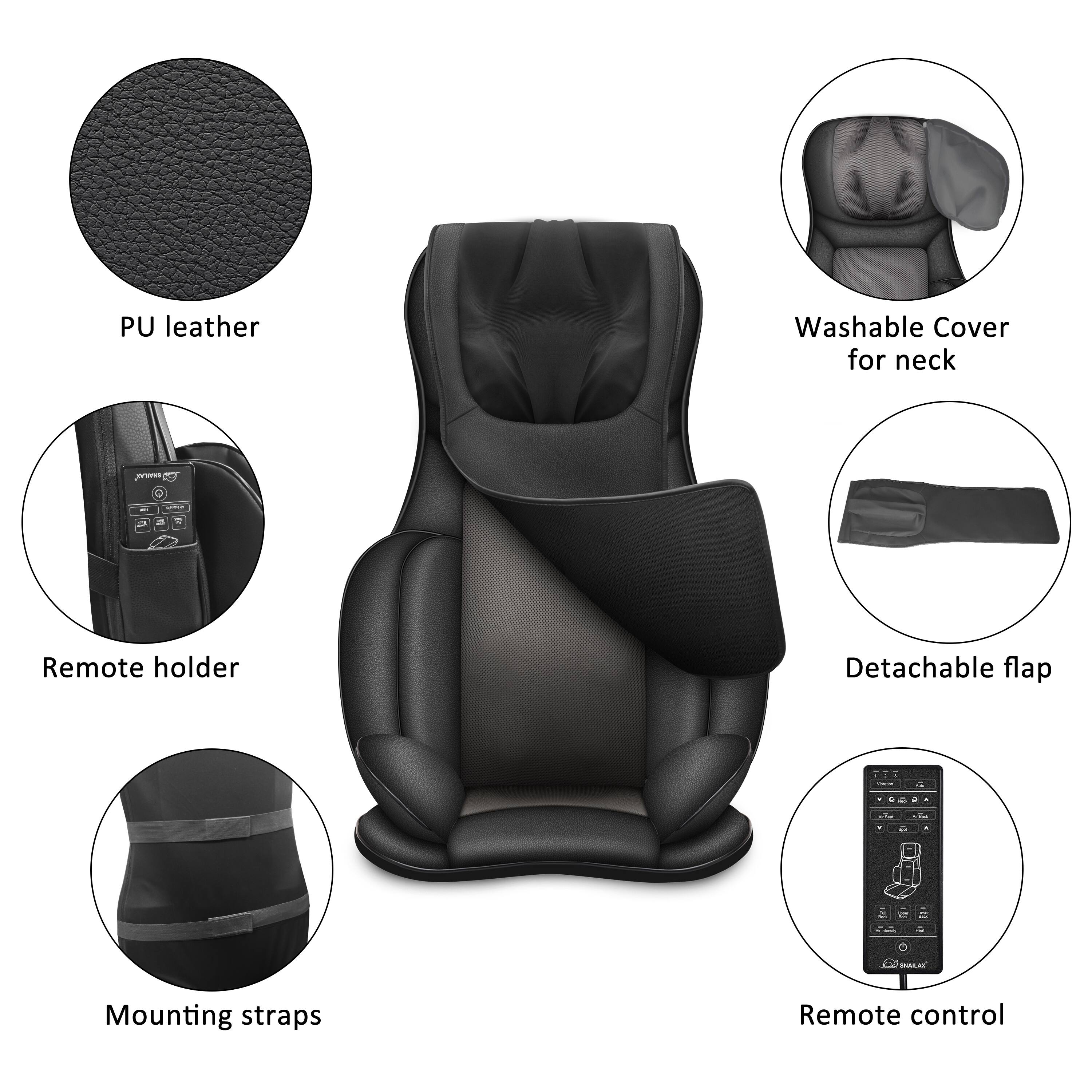 PU leather Washable Cover for neck J be - Remote holder Detachable flap - MALAE Mounting straps Remote control