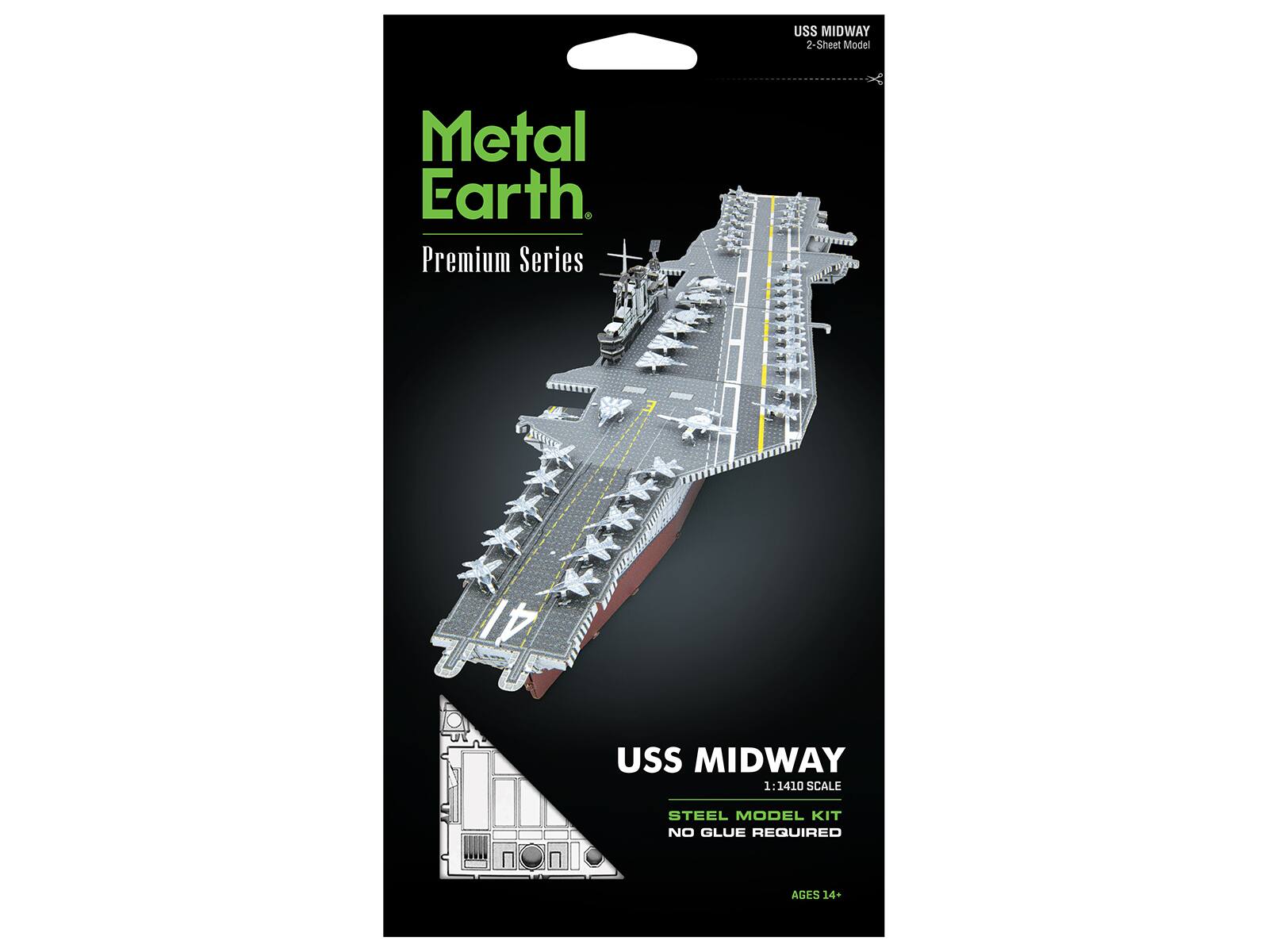 USS MIDWAY 2-Sheet Model Metal Earth. Premium Series 41 USS MIDWAY 1:1410 SCALE STEEL MODEL KIT NO GLUE REQUIRED AGES 14+