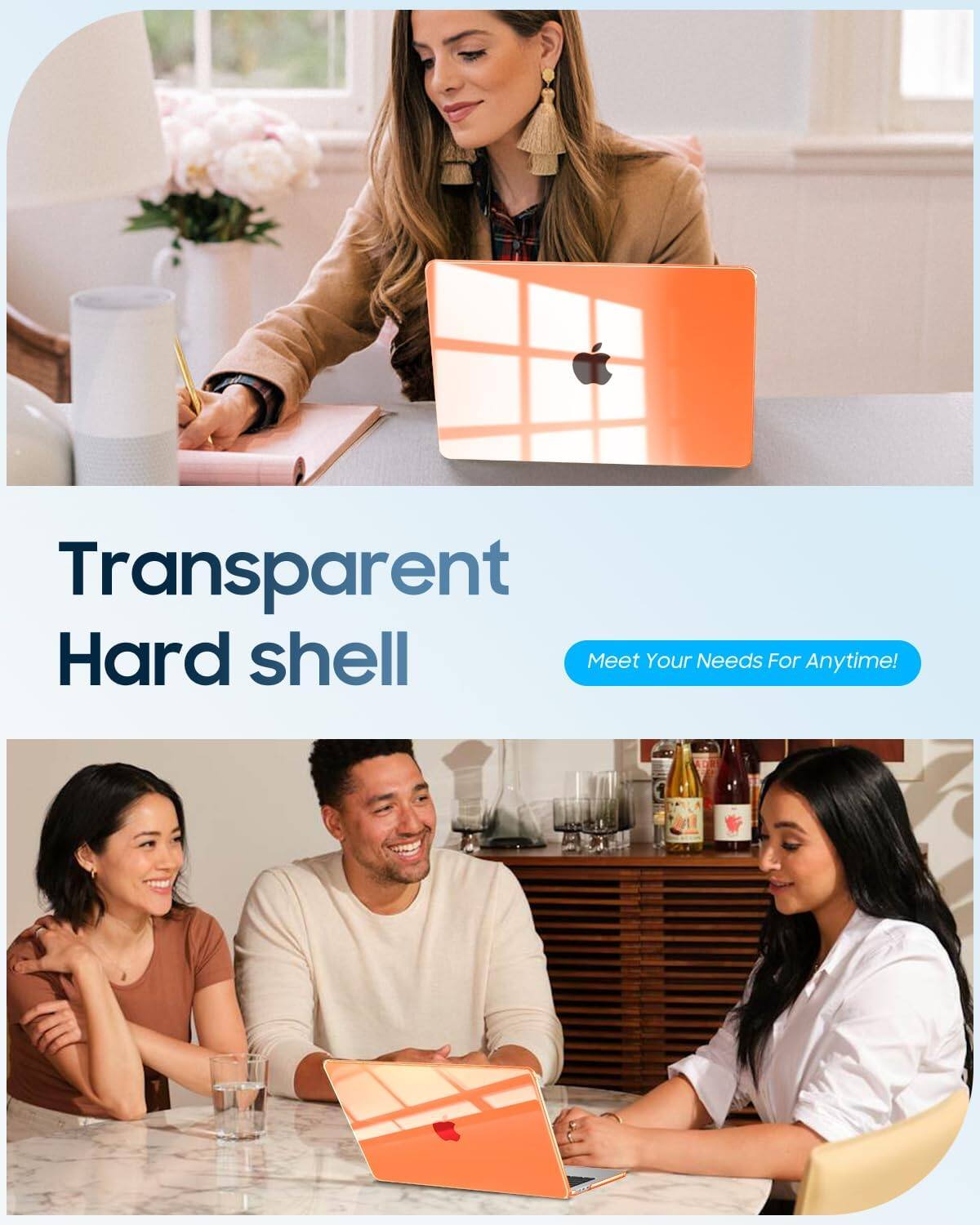 Transparent Hard shell  
Meet Your Needs For Anytime!