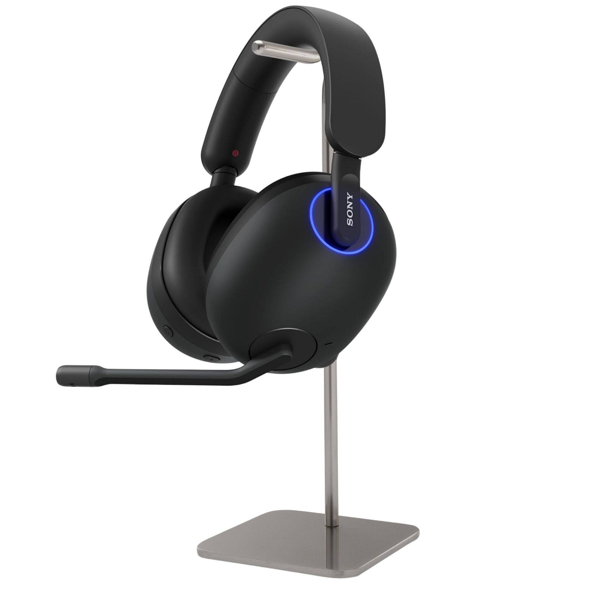 Front. Sony - Sony INZONE H9 Wireless Noise Canceling Gaming Headset - Black (WH-GH900N) with  Headphone Stand bundle - Black.