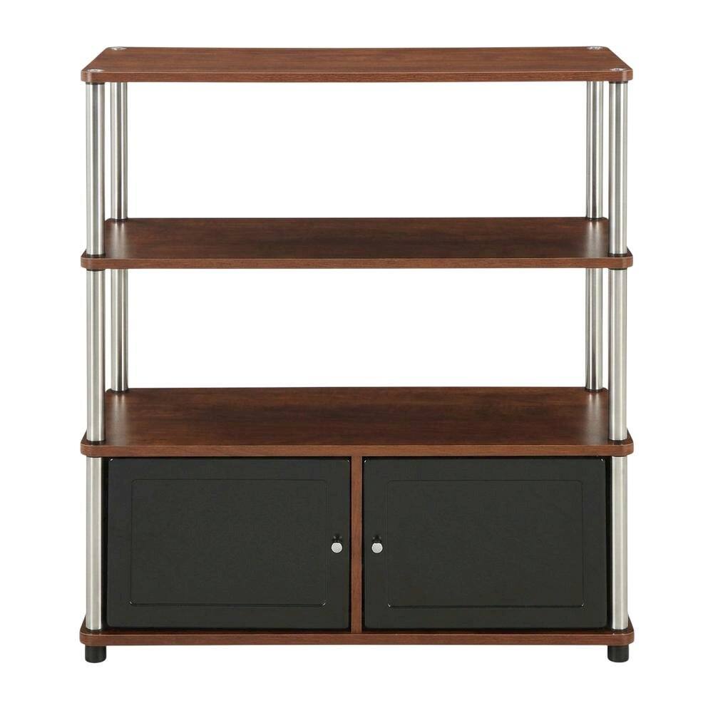 Alt View 1. FurniFact - TV stand in contemporary wood finish with spacious storage - Brown.