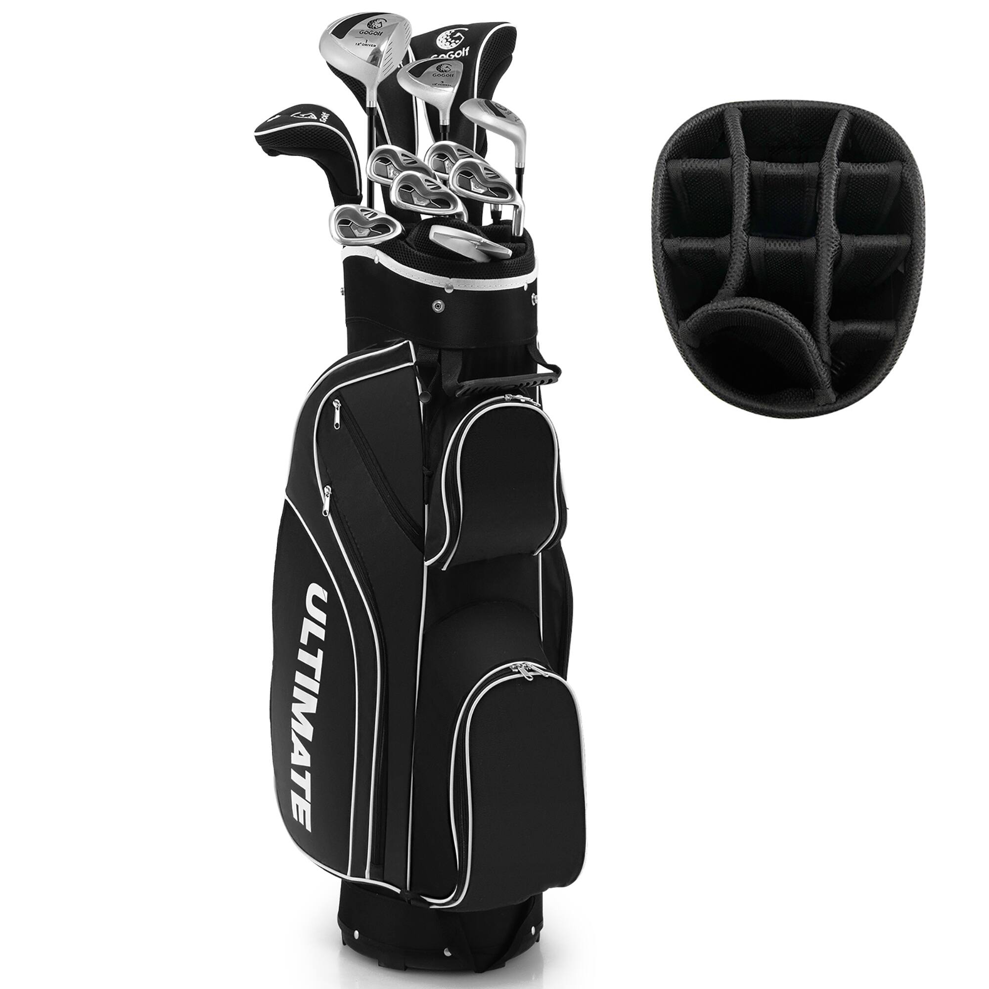 Costway - Ladies Womens Complete Golf Clubs Set 10 Pieces Includes Alloy Driver - Black