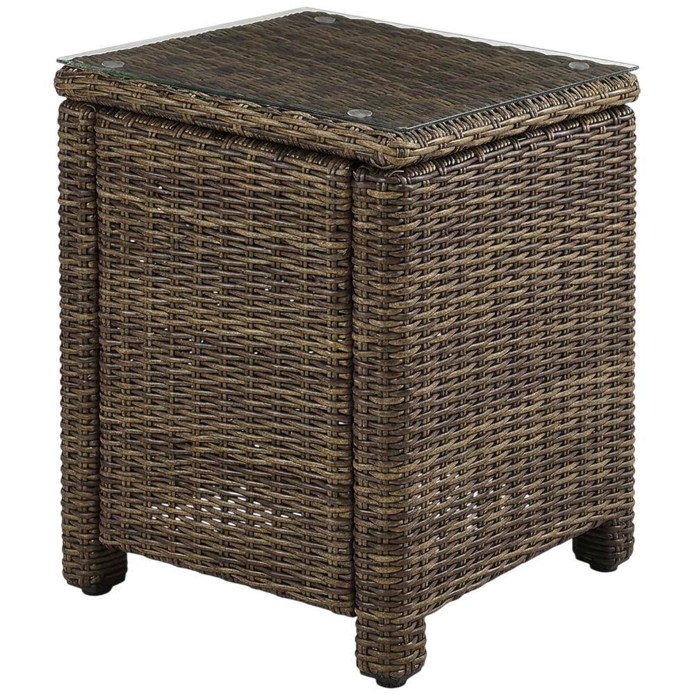 Front. Crosley Furniture - Bradenton Wicker Outdoor Side Table - Weathered Brown.