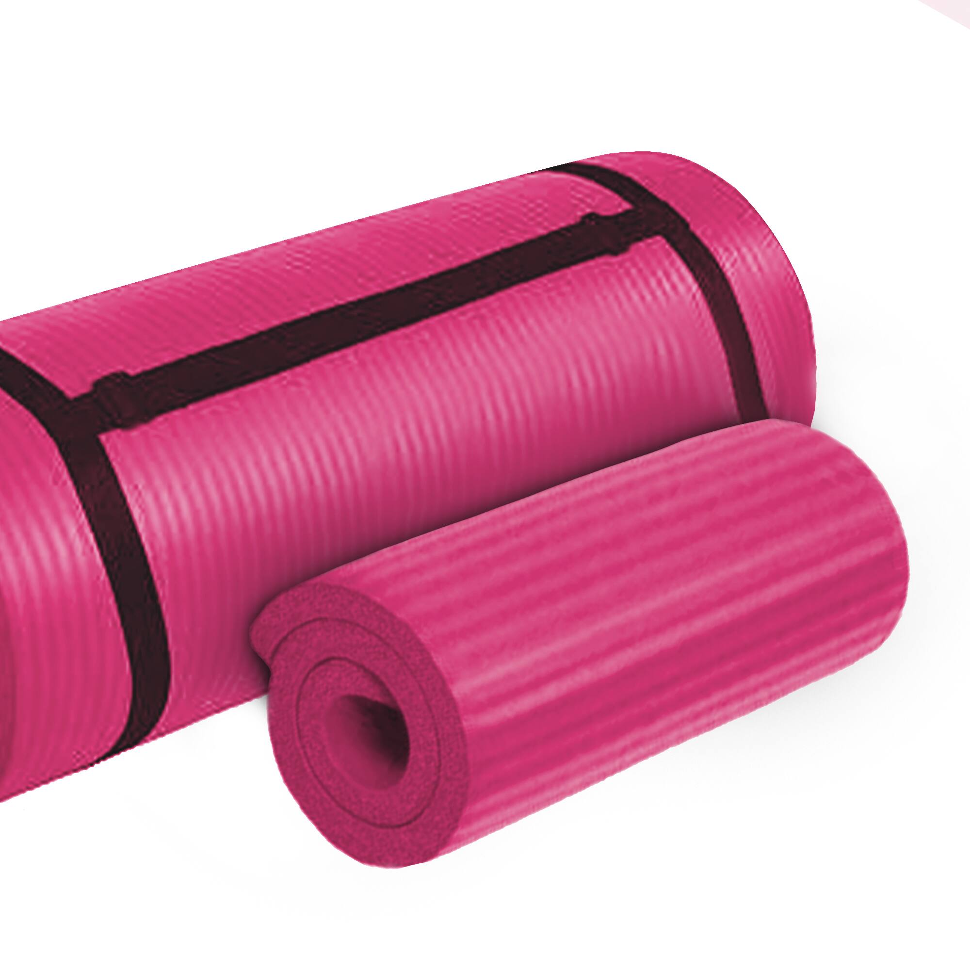 Alt View 8. BalanceFrom Fitness - BalanceFrom Fitness 1" Extra Thick Yoga Mat w/Knee Pad and Carrying Strap, Pink - Pink.