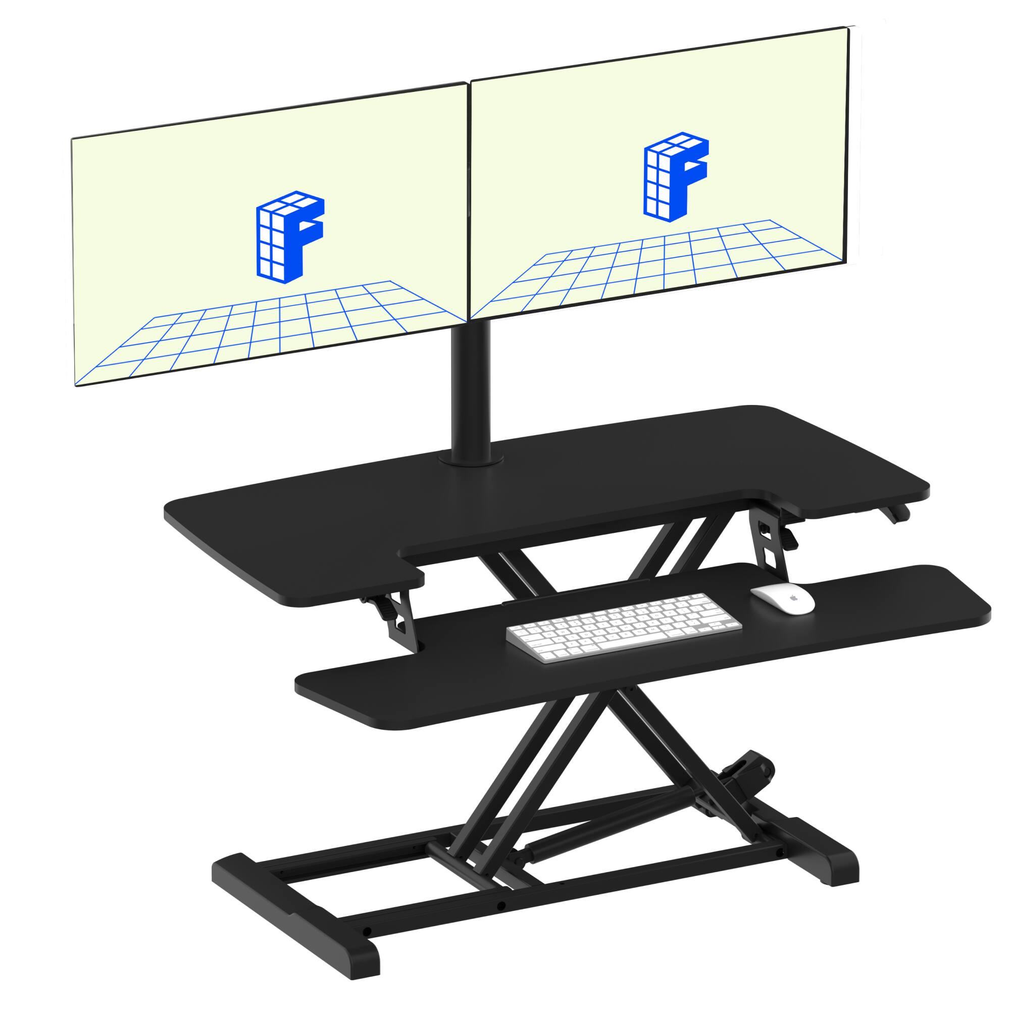 Alt View 5. FlexiSpot - Adjustable Dual Arms for Sit-Stand Riser up to 30" Monitors - Black.