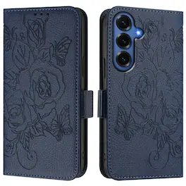Dteck - Embossed Texture Case for Samsung Galaxy S26+,Faux Leather Card Holder Wallet Case,Magnetic Closure Flip Cover + Strap - Darkblue