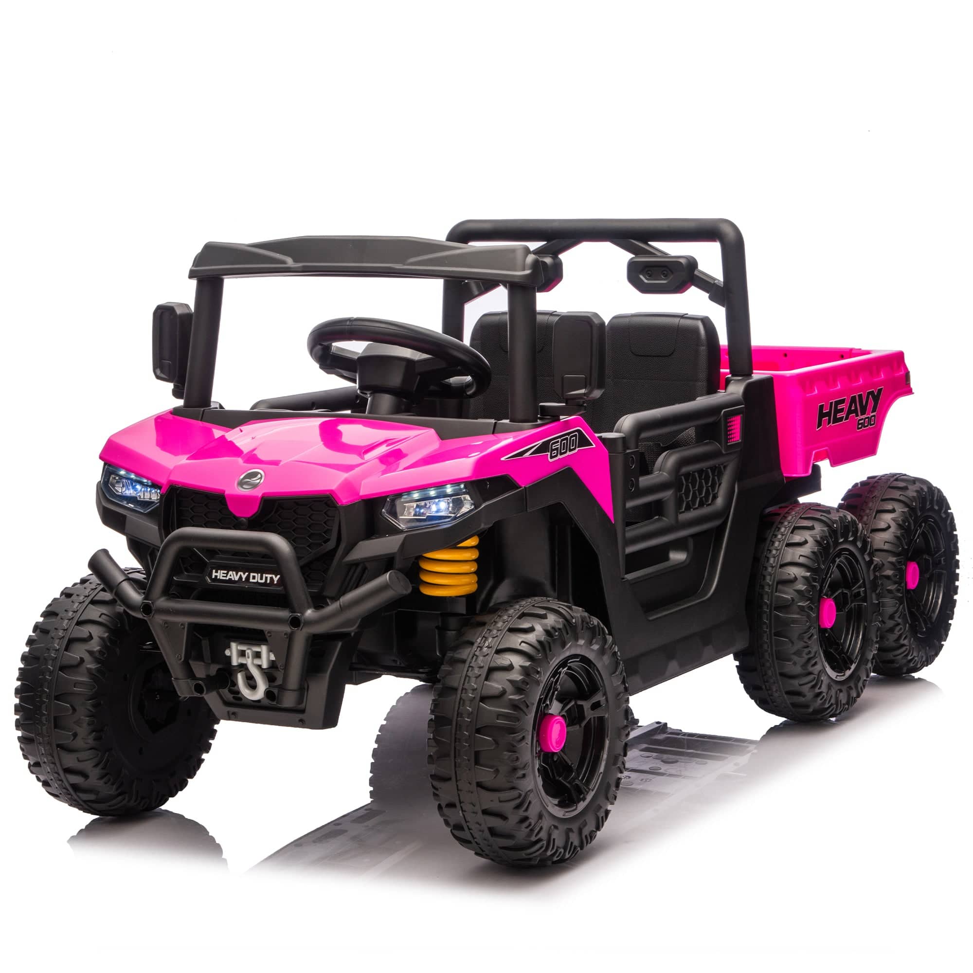 BreeBe - 24V 440W Kids Ride-On 6-Wheel Electric Dump Truck, 4WD, 2.4G Remote, Suspension, Bluetooth, Music, Ages 3-5 - Pink