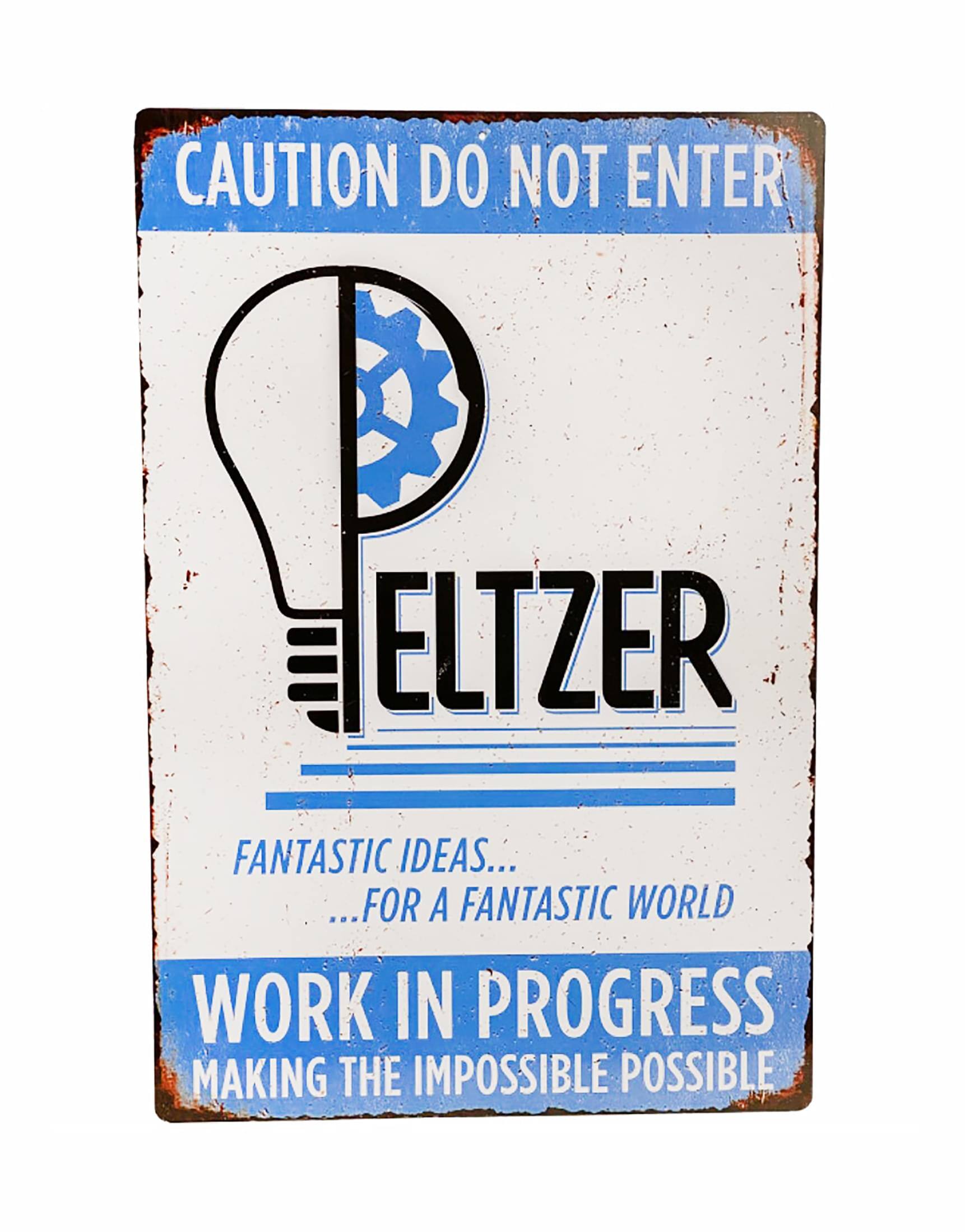 Trick or Treat Studios - Gremlins Peltzer Workshop Replica Metal Sign - Blue