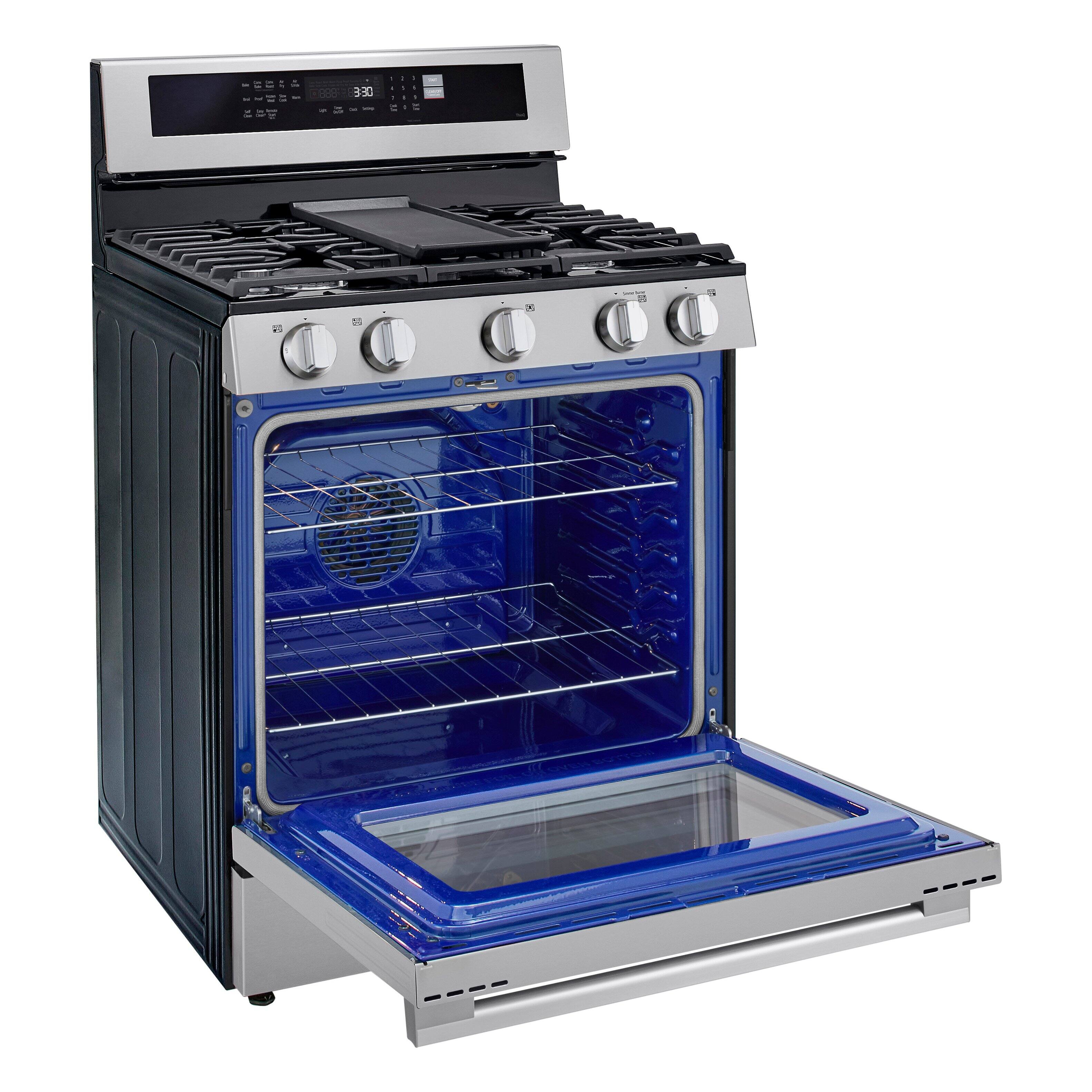 Alt View 8. LG - 30-in Wide 6.3 Cu. Ft. Freestanding Gas True Convection Smart Range with 5 Burners, Air Fry and UltraHeat 20K Burner - PrintProof Stainless Steel.