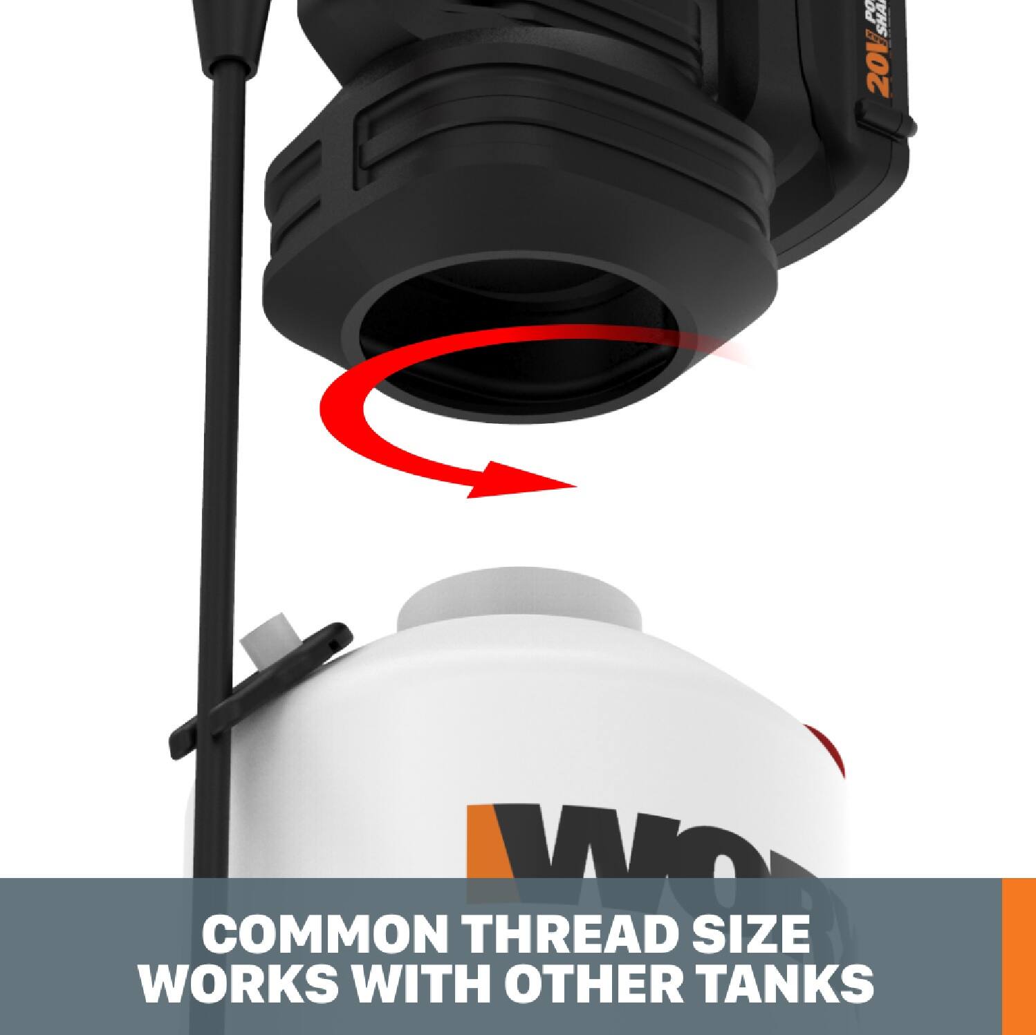 The text on the image reads: "PO SHA B 20V WORKS COMMON WITH M THREAD OTHER SIZE TANKS."