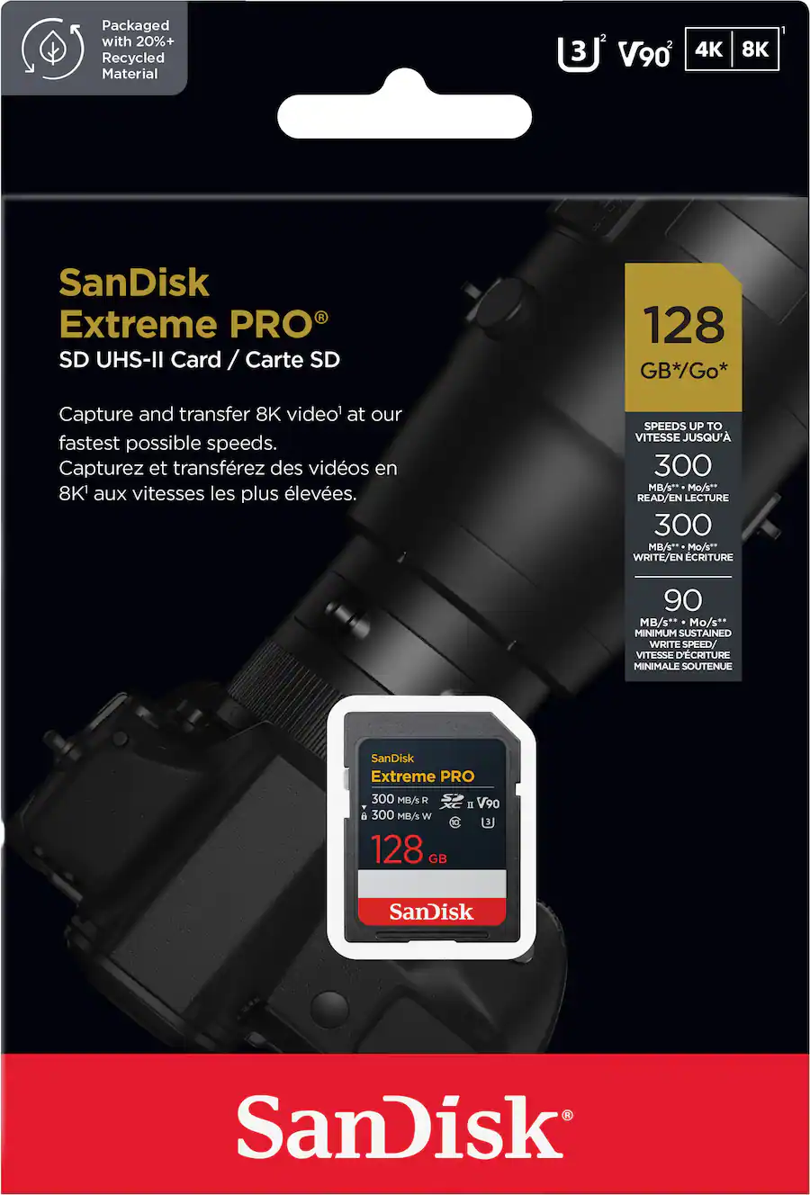 128gb Extreme Sandisk 128gb V90 V90 Sd Card 128GB SDXC UHS-II V90