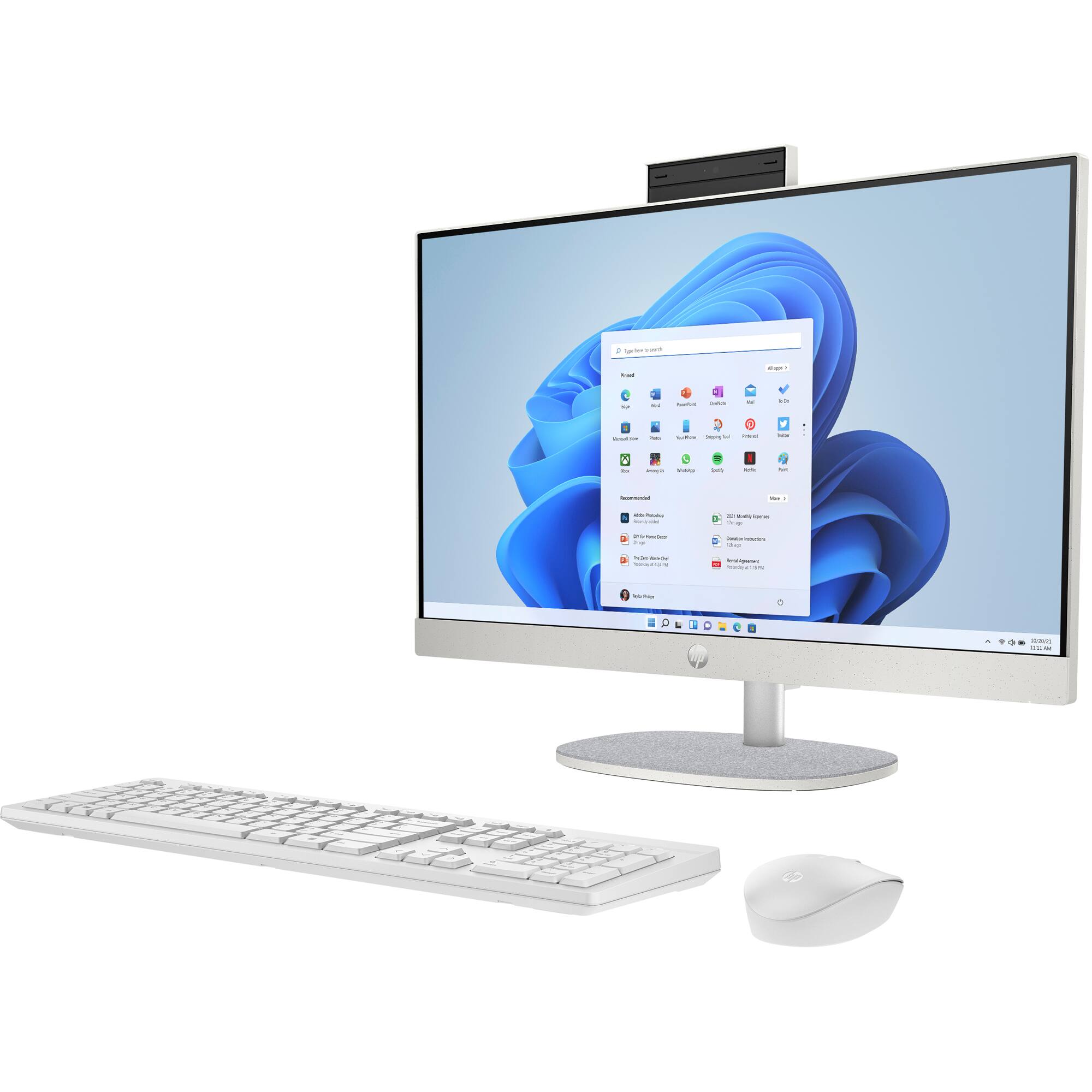 Left. HP - 23.8" All-in-One - AMD Athlon Silver 7120U - 8GB Memory - 256GB SSD - Shell White.