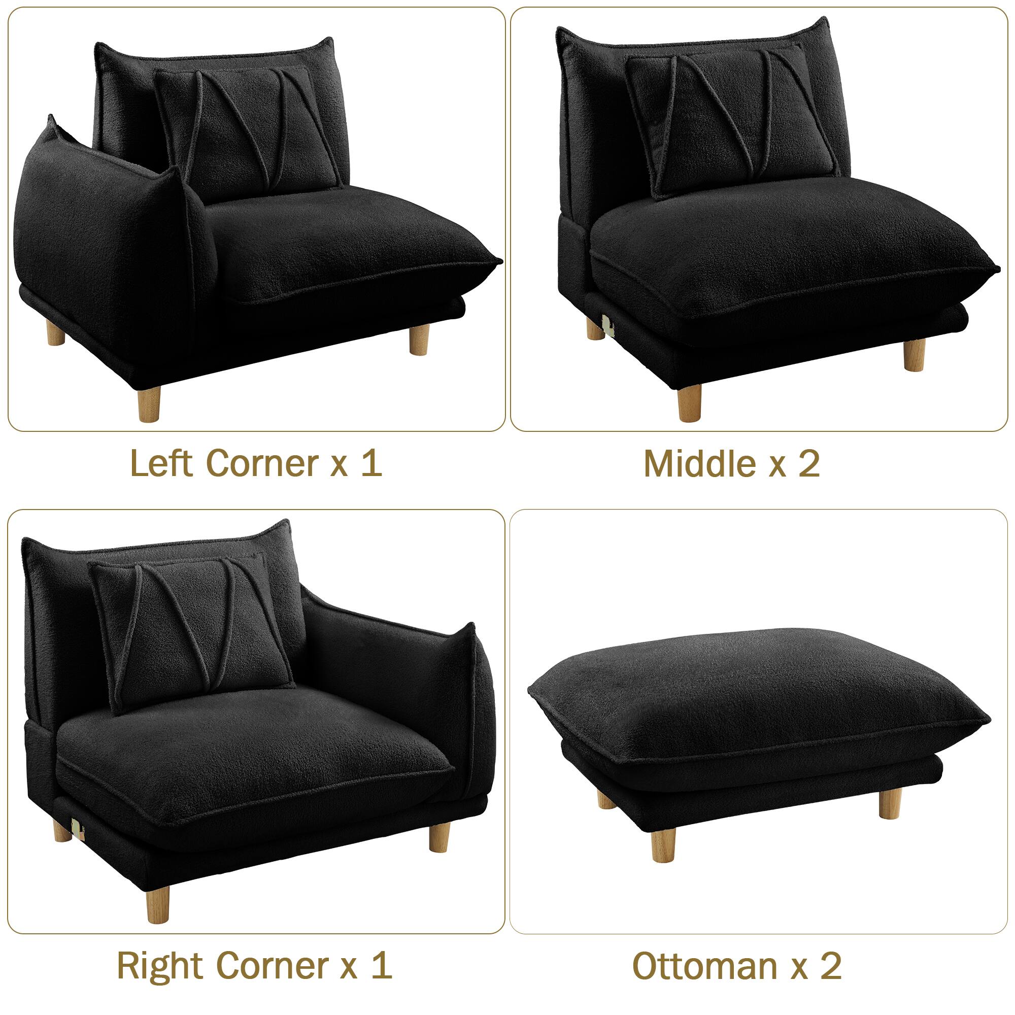 Left Corner x 1  
Middle x 2  
Right Corner x 1  
Ottoman x 2