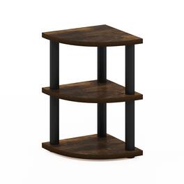 Furinno - Turn-N-Tube 3-Tier Corner Countertop Organizer Shelf - Amber Pine/Black