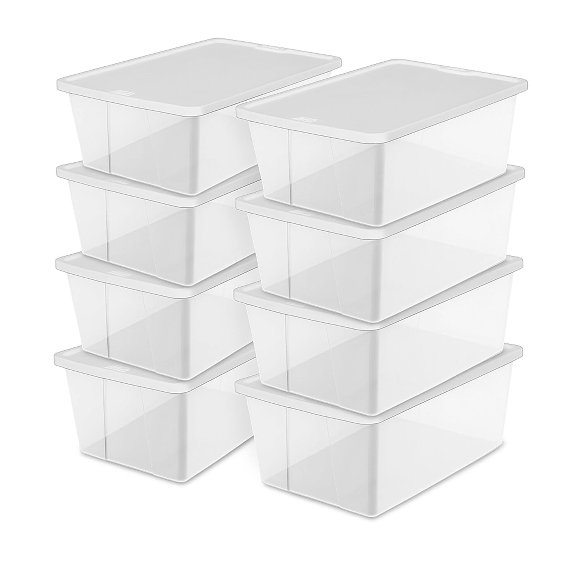 Front. Homz - Homz 12 Qt Snaplock Clear Plastic Storage Container Bin with Secure Lid (8 Pack) - Clear/White.