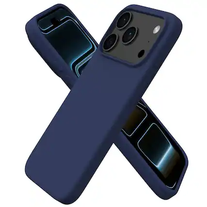 Front. Ornarto - ORNARTO Designed for iPhone 17 Pro Case 6.3", Liquid Silicone Soft Gel Shockproof Protective Case-Navy Blue - Navy Blue.