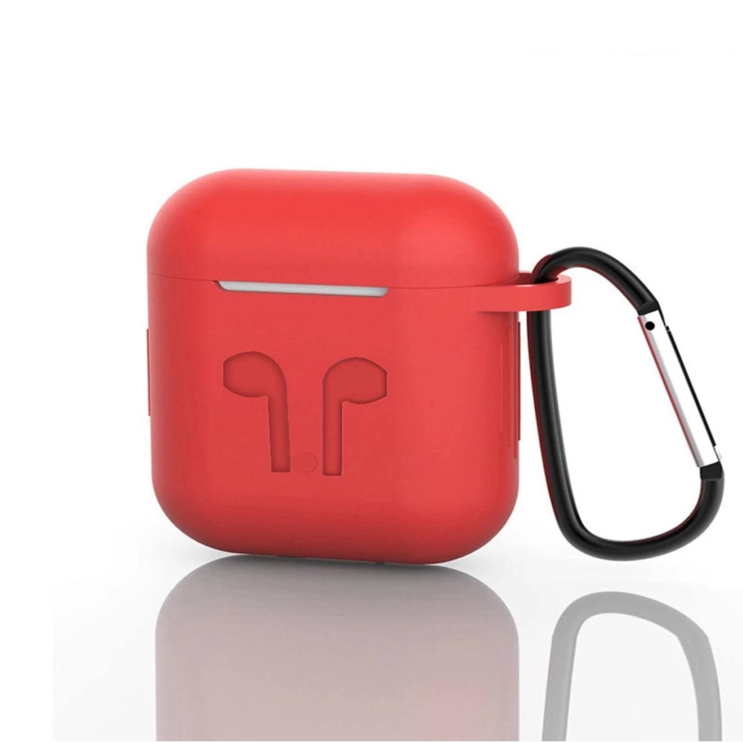 Angle. Home Collection - Soft Silicone Protective Case with Keychain for Apple AirPods 4th Generation - Red.